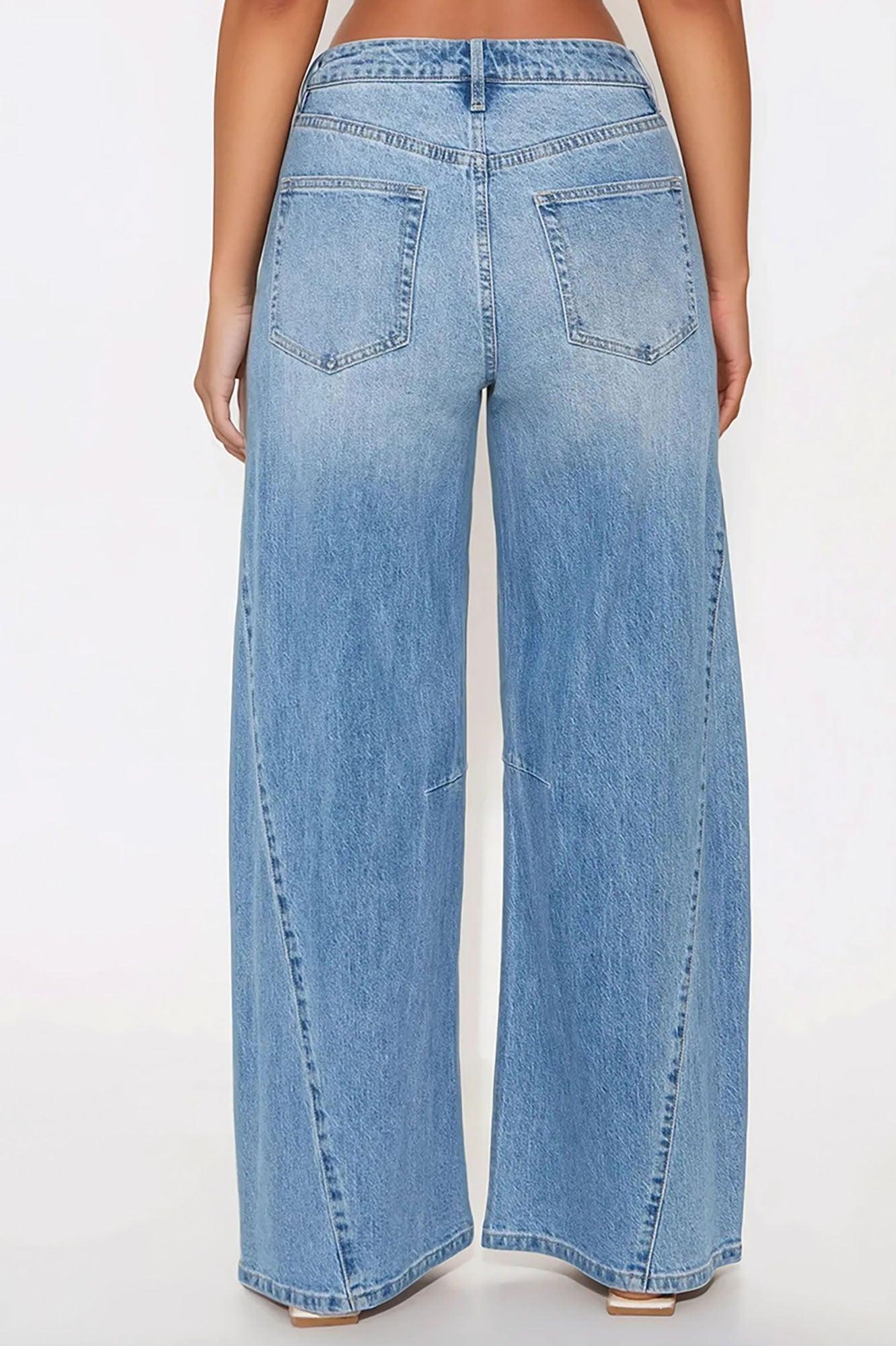 Ojai Seamed Barrel Wide Leg Jean - Light Wash Product Image