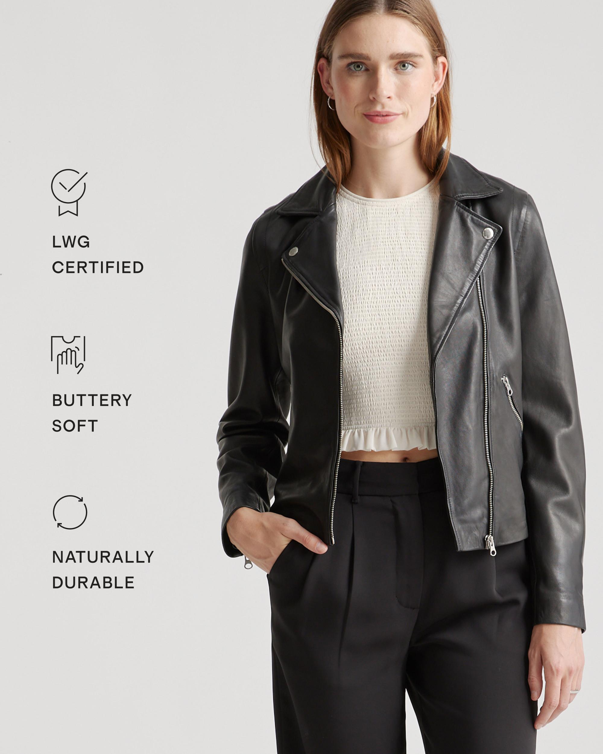 Quince | Women's 100% Washed Leather Biker Jacket Size XL Product Image