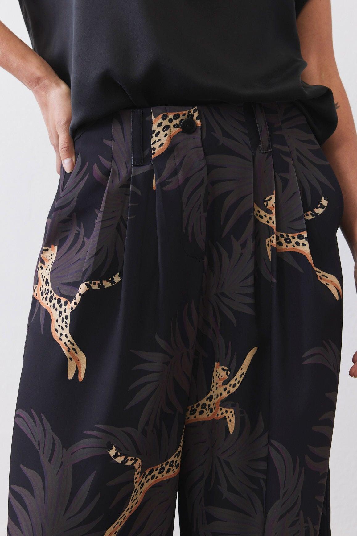 Front Pleat Wide Leg Trousers Product Image