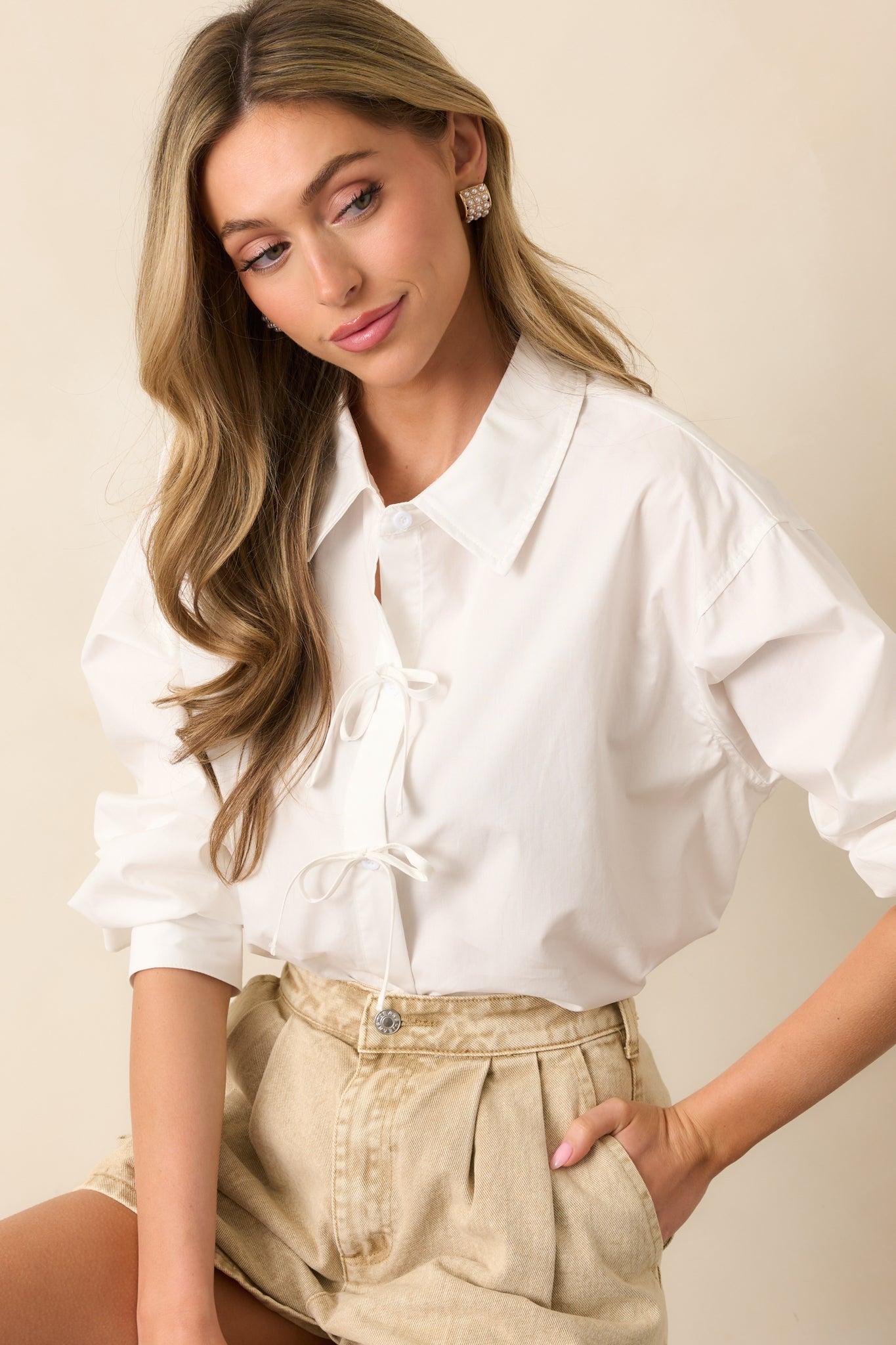 All In The Details 100% Cotton Button Front Top Product Image