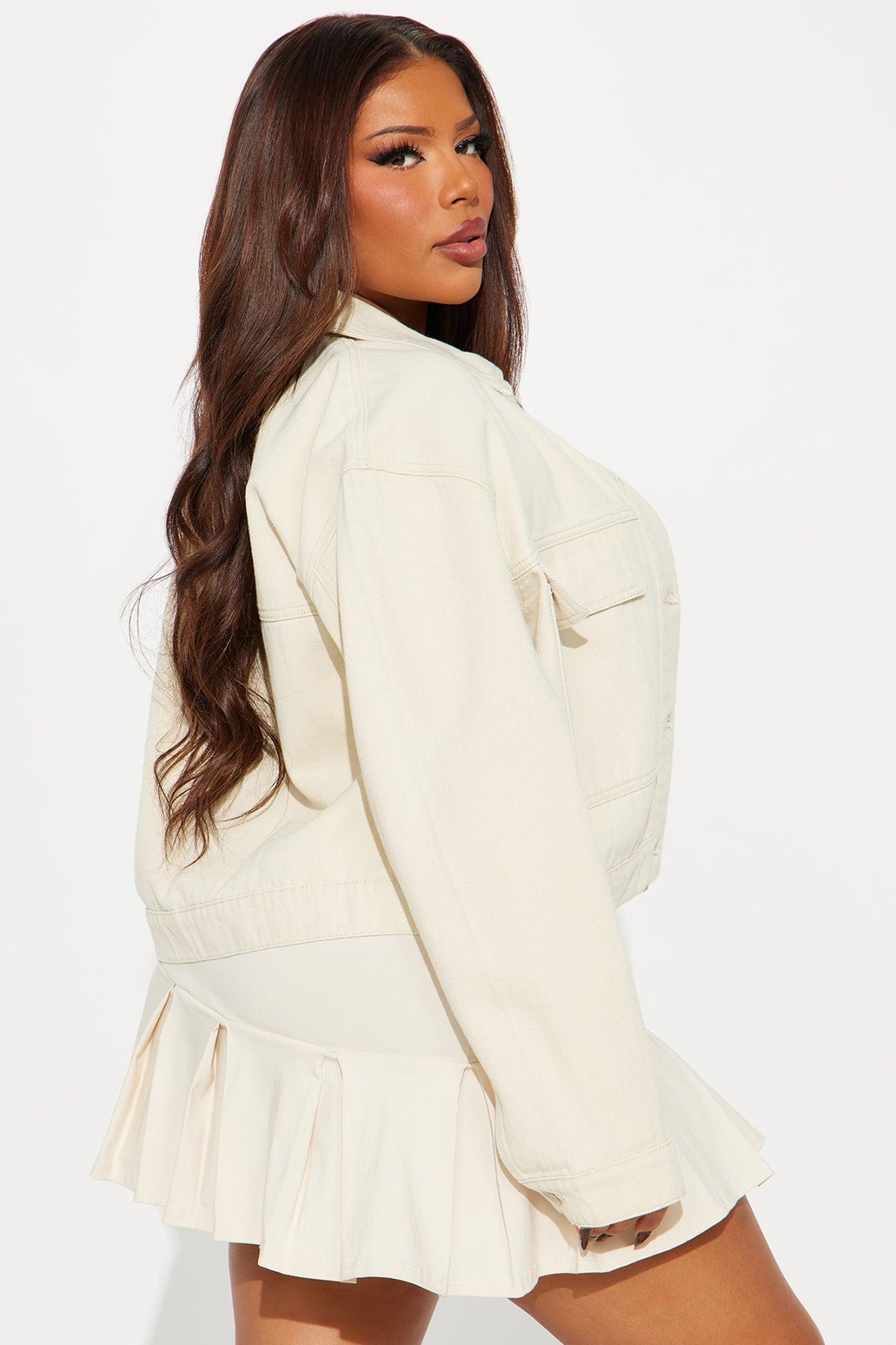 Casual Cool Denim Shacket - Cream Product Image