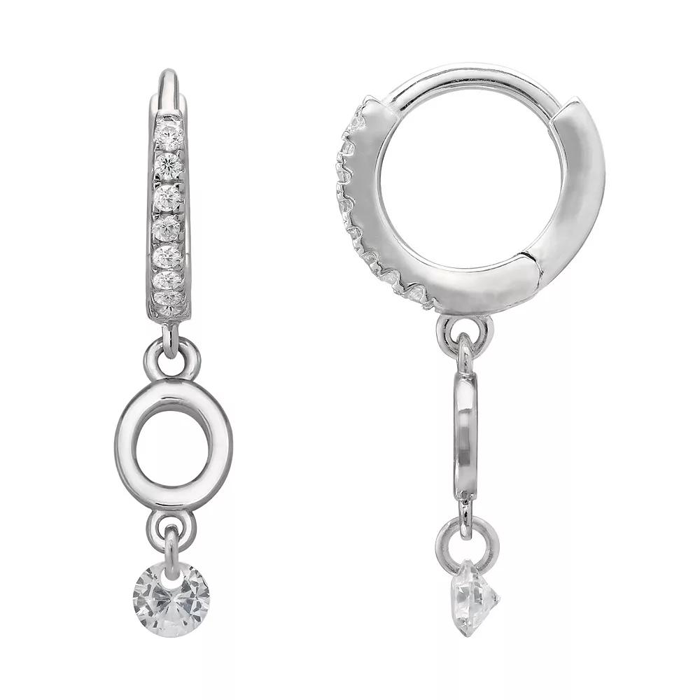 PRIMROSE Sterling Silver Initial Huggie Hoop Drop Earrings, Women's, Sterling Silver U Product Image