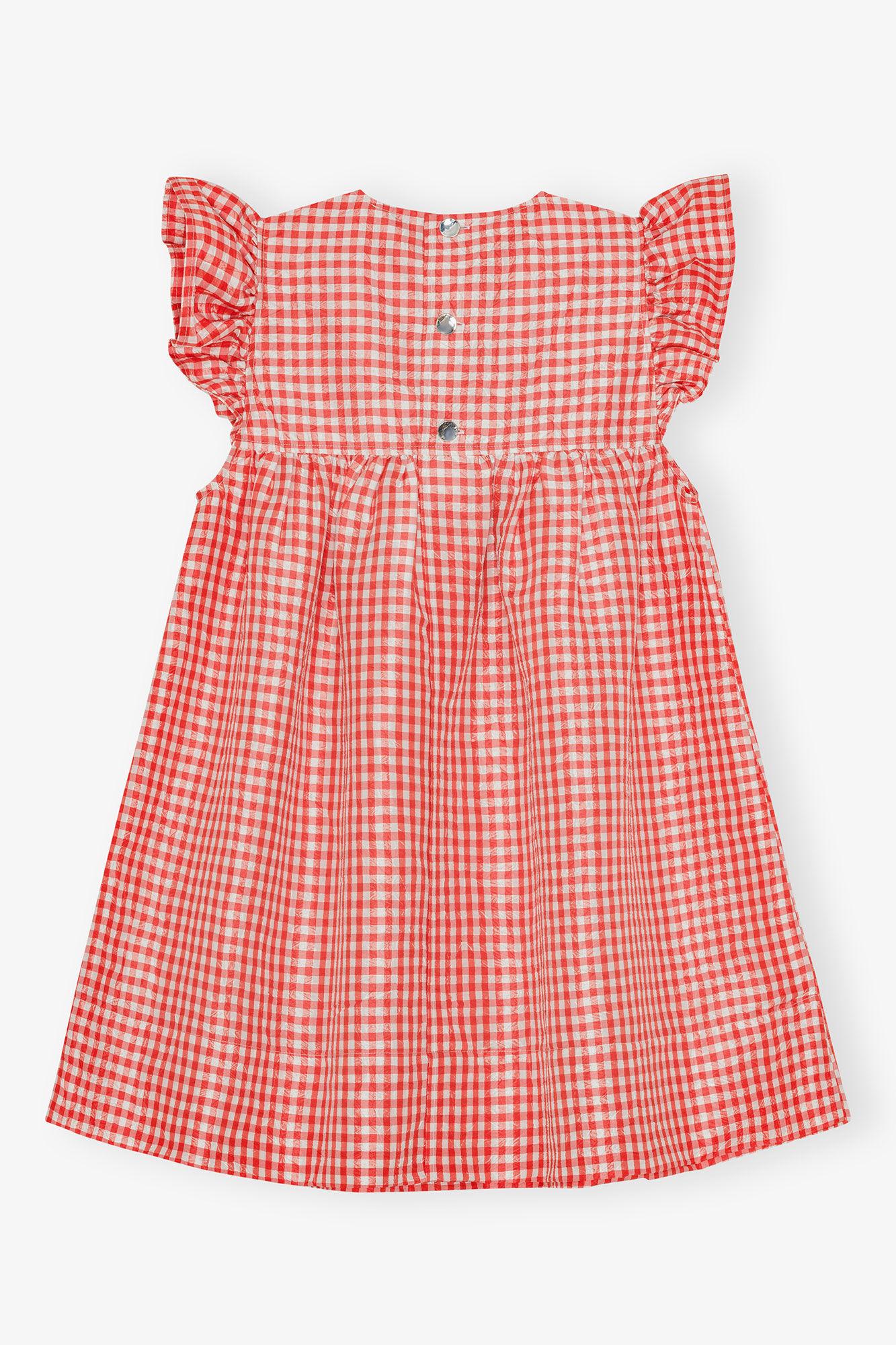 Red Crinkled Check Taffeta Dress Product Image