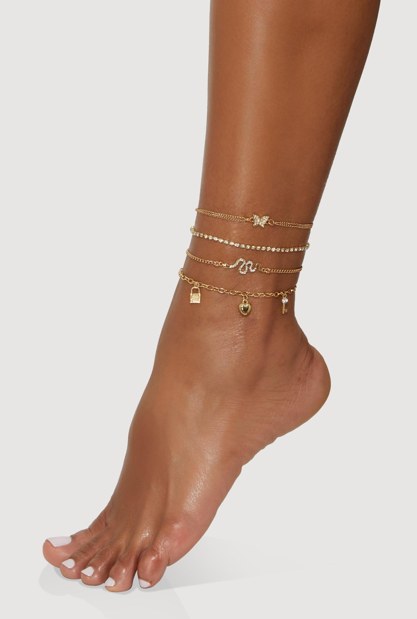 Layered Rhinestone Bracelet and Rings Set Unisex Product Image