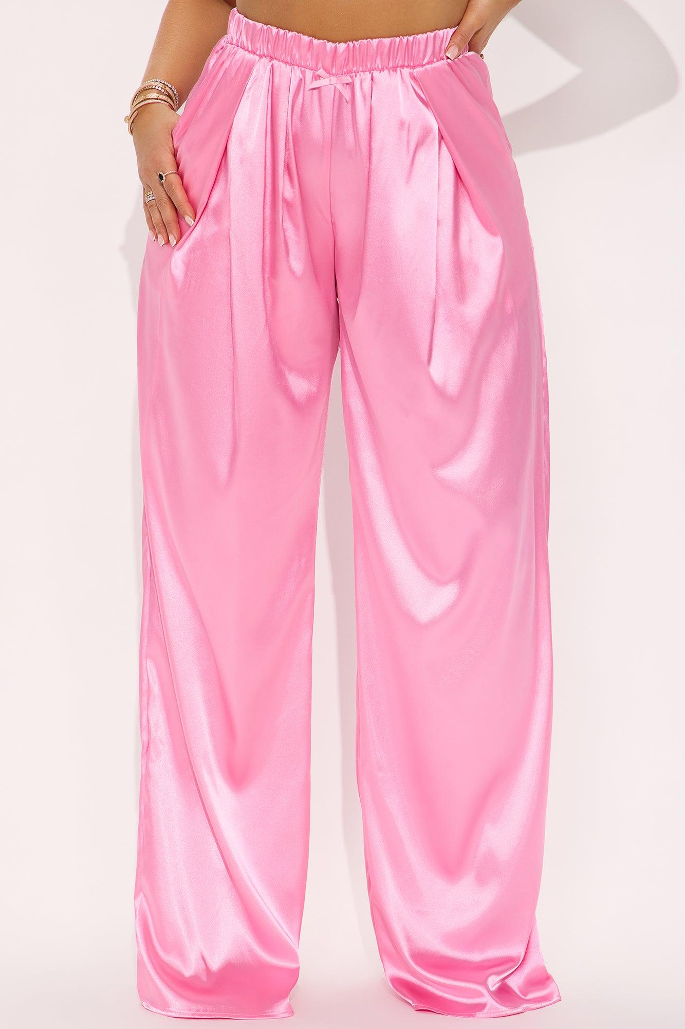Pretty In This Satin Wide Leg Pant - Pink Product Image