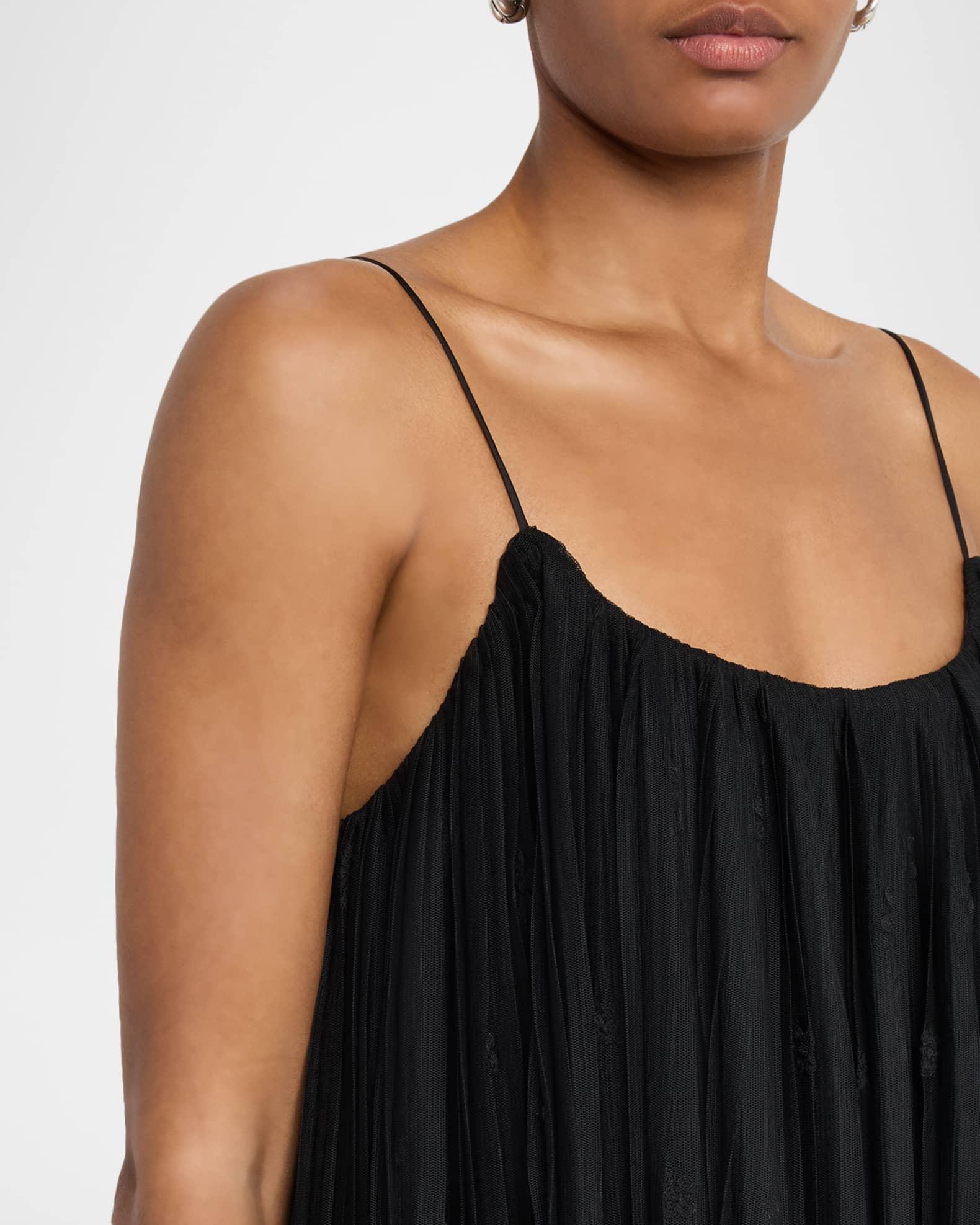 Floral Embroidered Plisse Tulle Maxi Dress Product Image