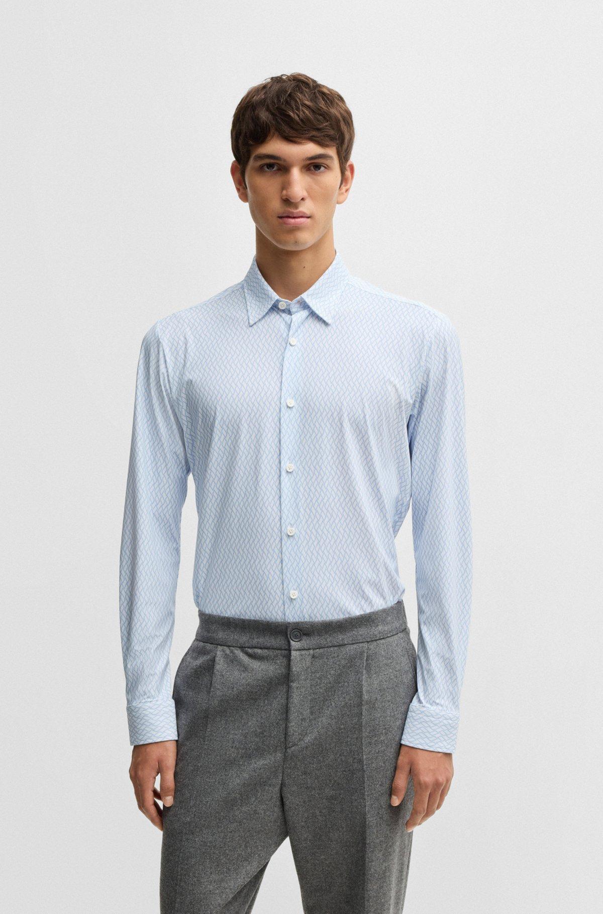 Slim-fit shirt in printed performance-stretch jersey Product Image