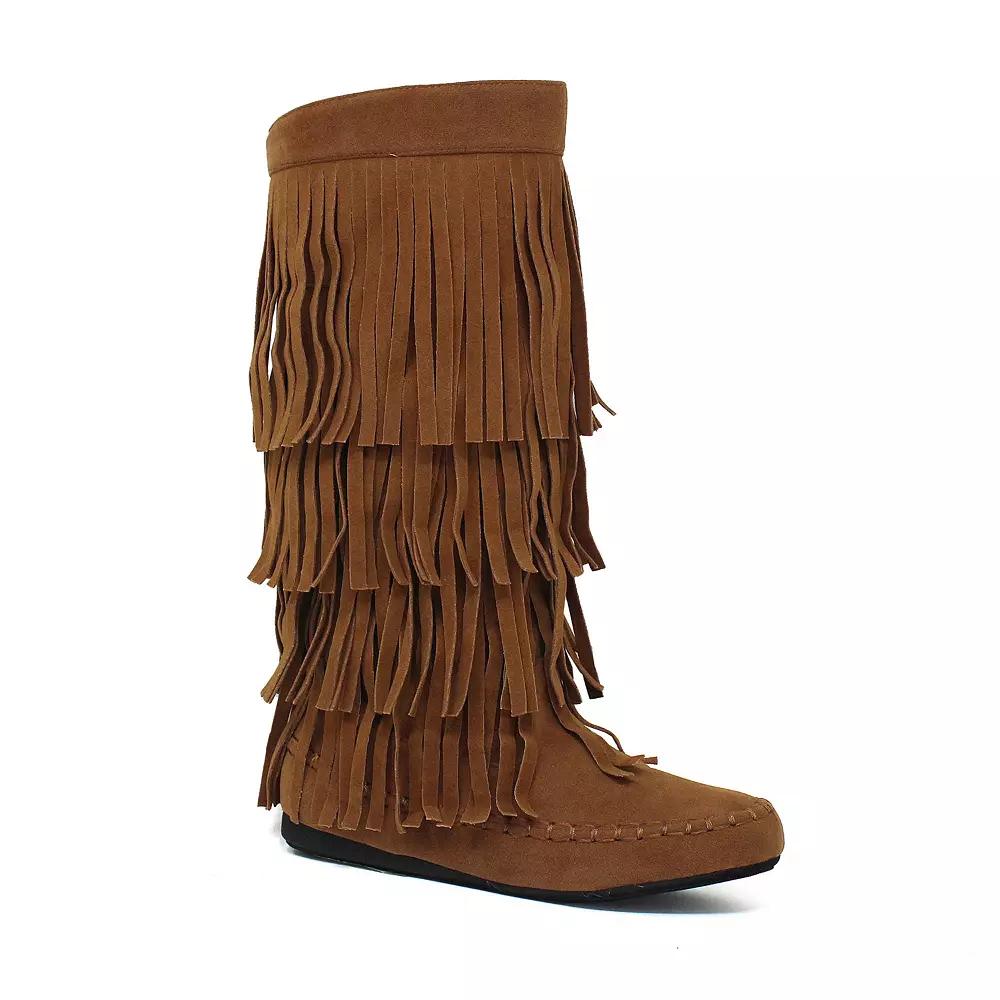 Yoki Mudd 55 Women's Tall Fringe Boots, Size: 8, Red Product Image
