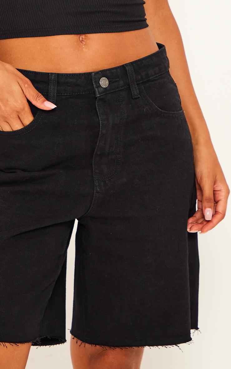 Washed Black Loose Fit Boyfriend Denim Short Product Image