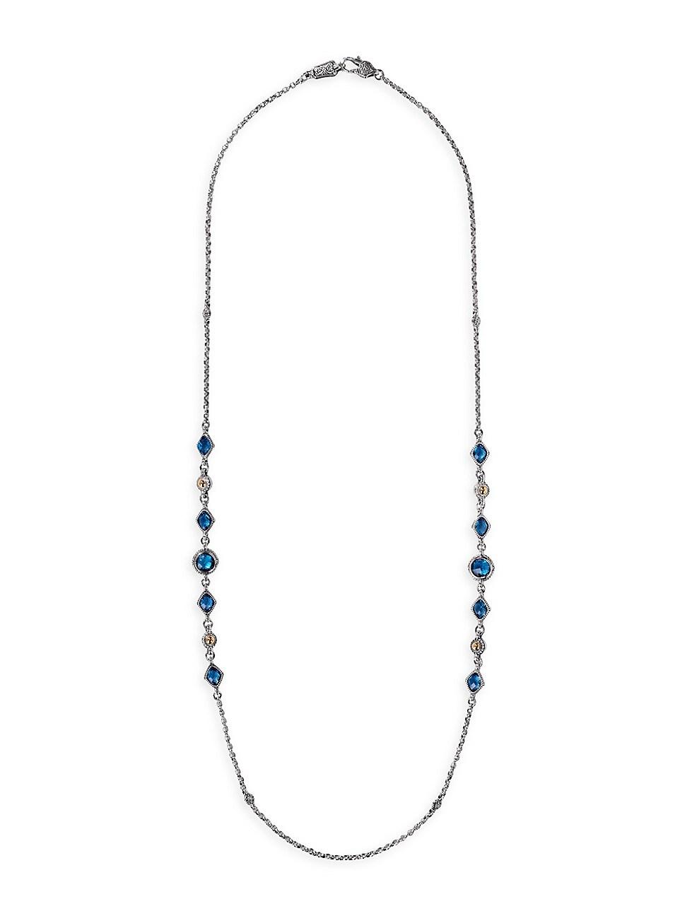 Womens Anthos Sterling Silver, 18K Gold & Blue Spinel Necklace Product Image