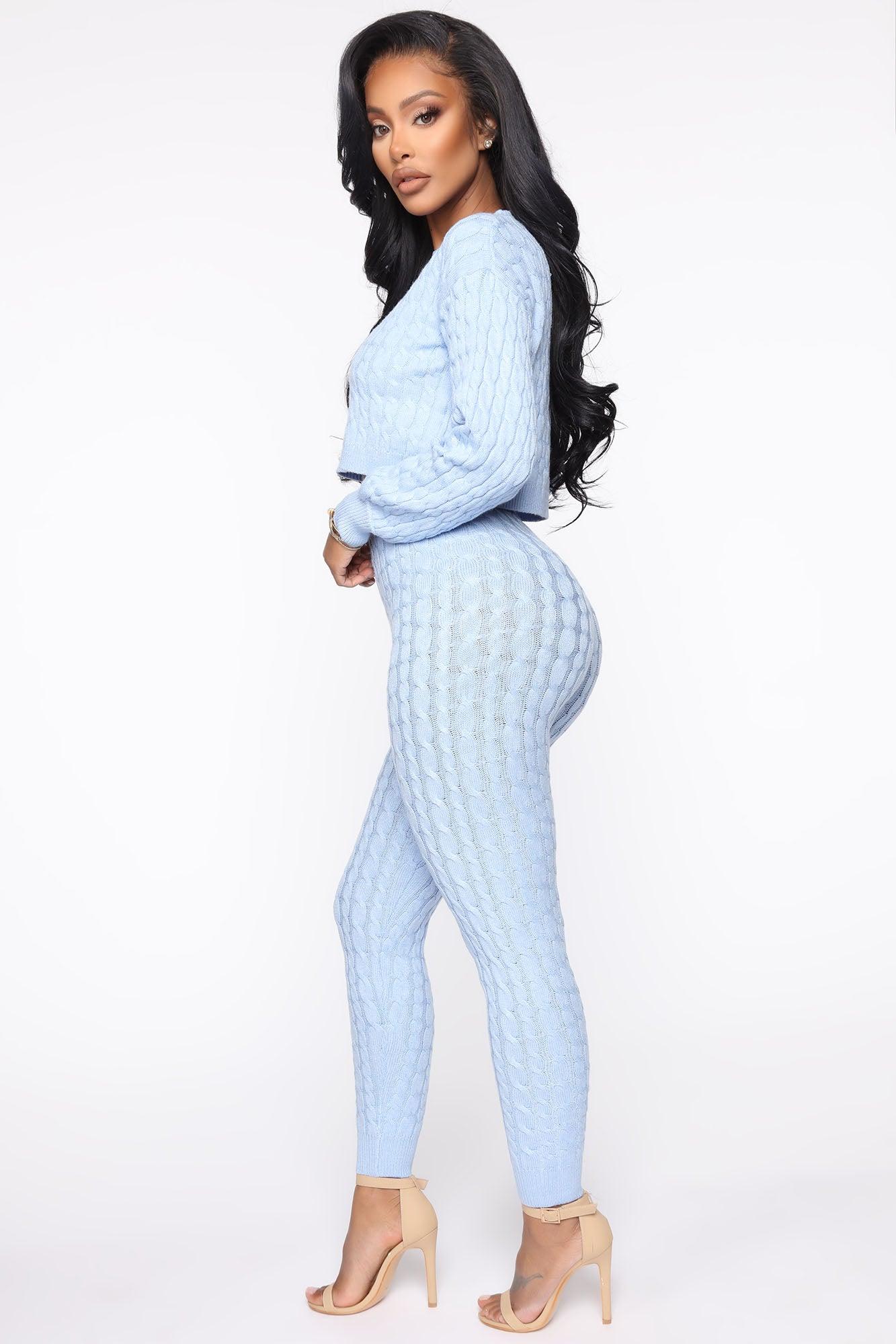 Sweater Sweetie Pant Set - Light Blue Product Image