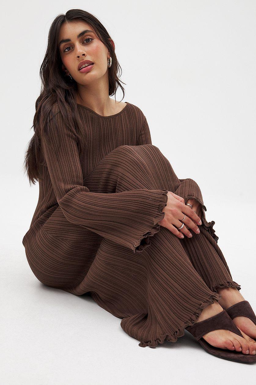 Knitted Round Neck Frill Maxi Dress Product Image