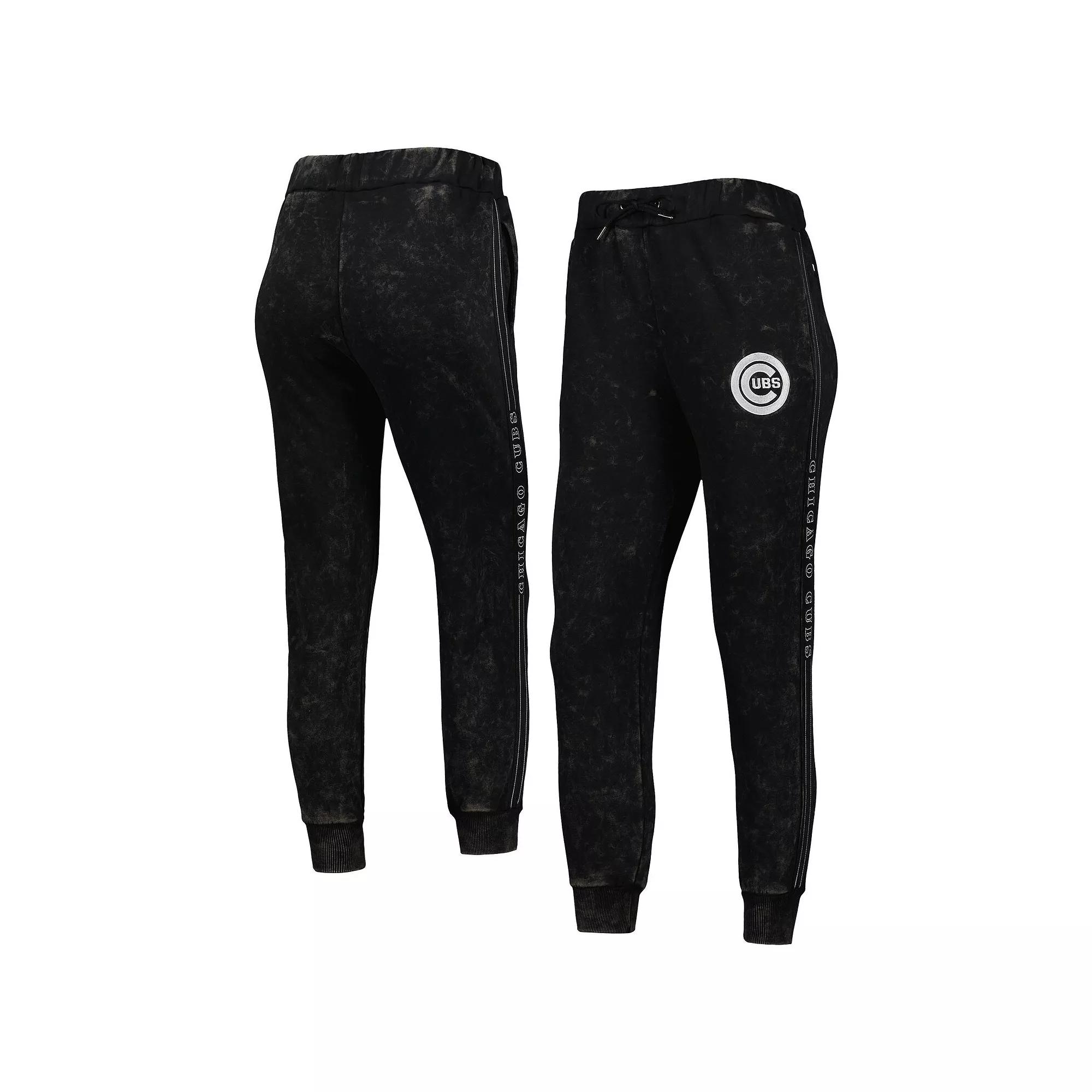 Women's The Wild Collective Black Chicago Cubs Marble Jogger Pants,  Product Image