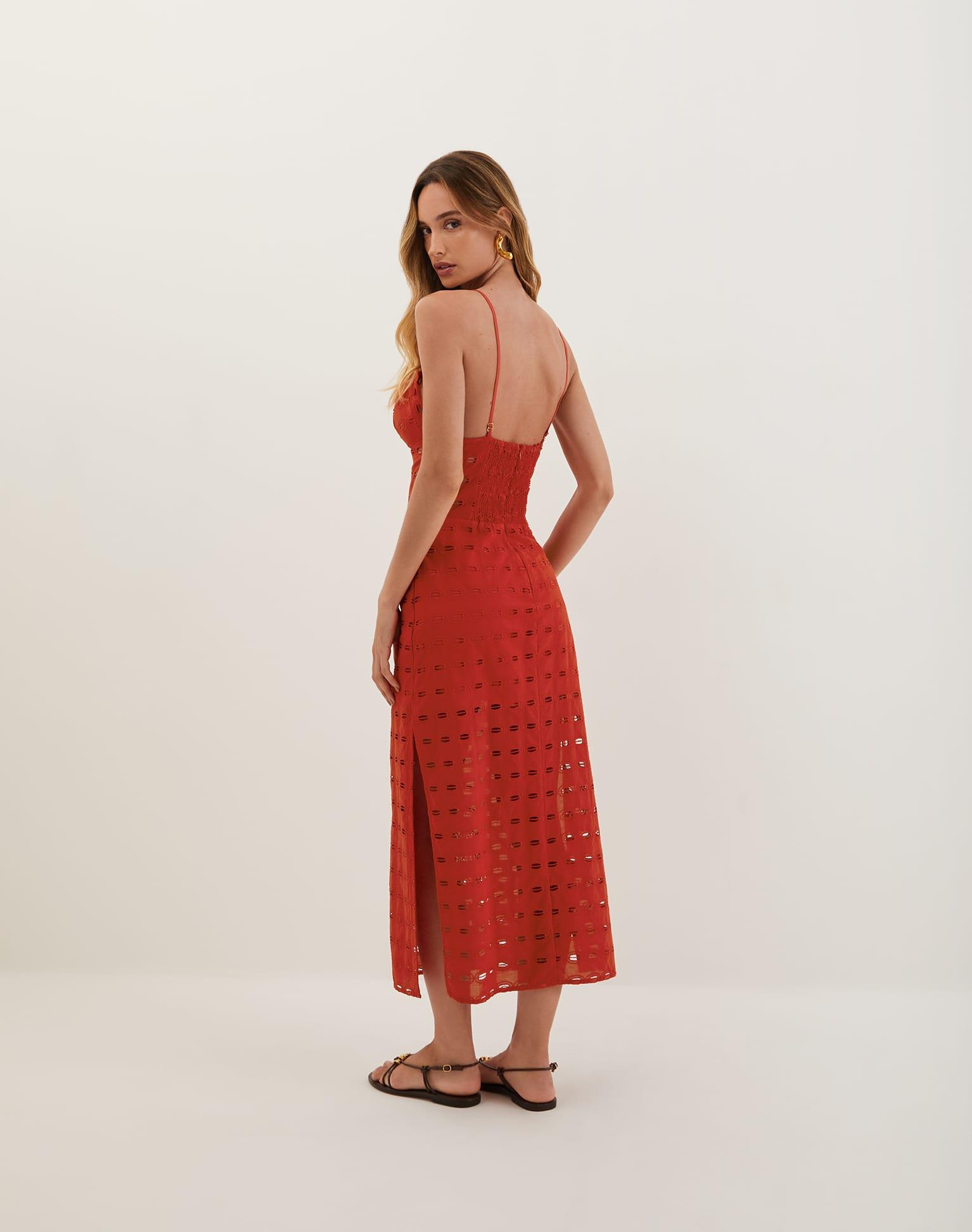 Eyelet Raya Midi Dress - Ruby Product Image