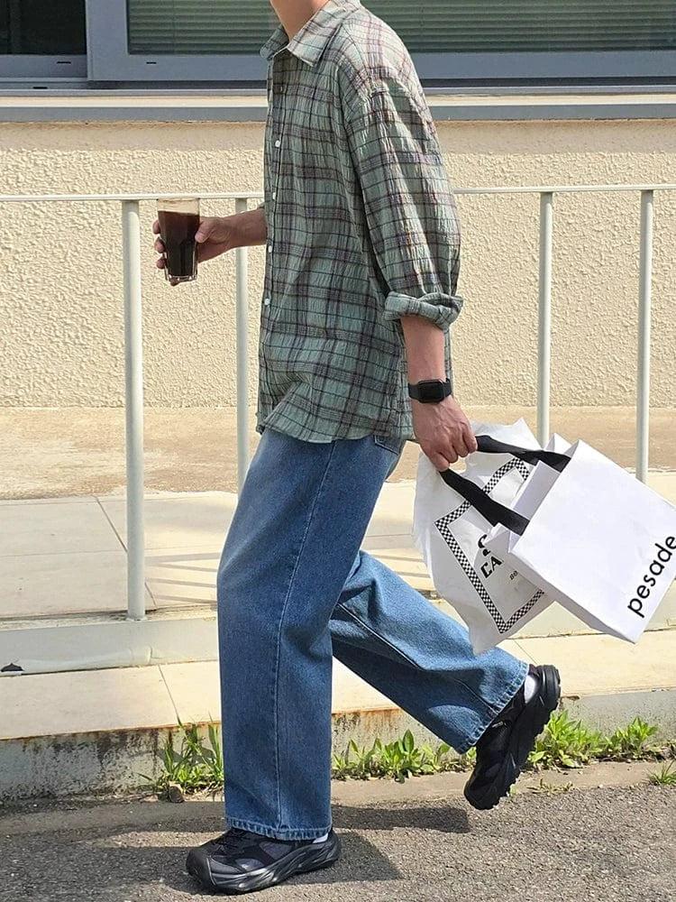 RT No. 19524 PLAID BUTTON-UP SHIRT Product Image