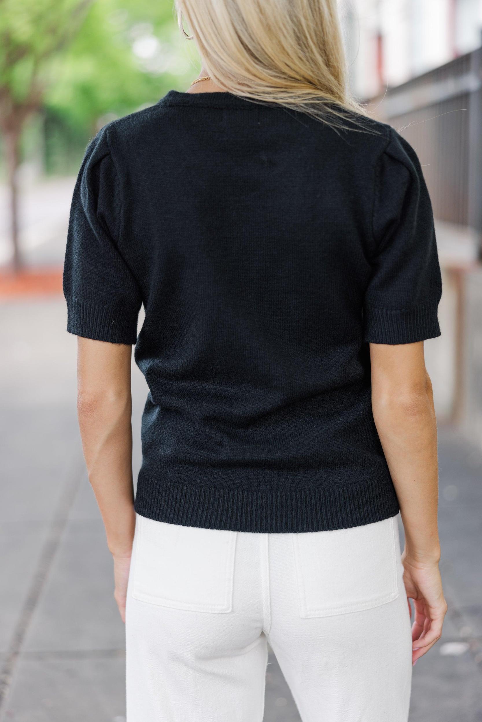 Crowd Pleaser Black Short Sleeve Sweater Female Product Image