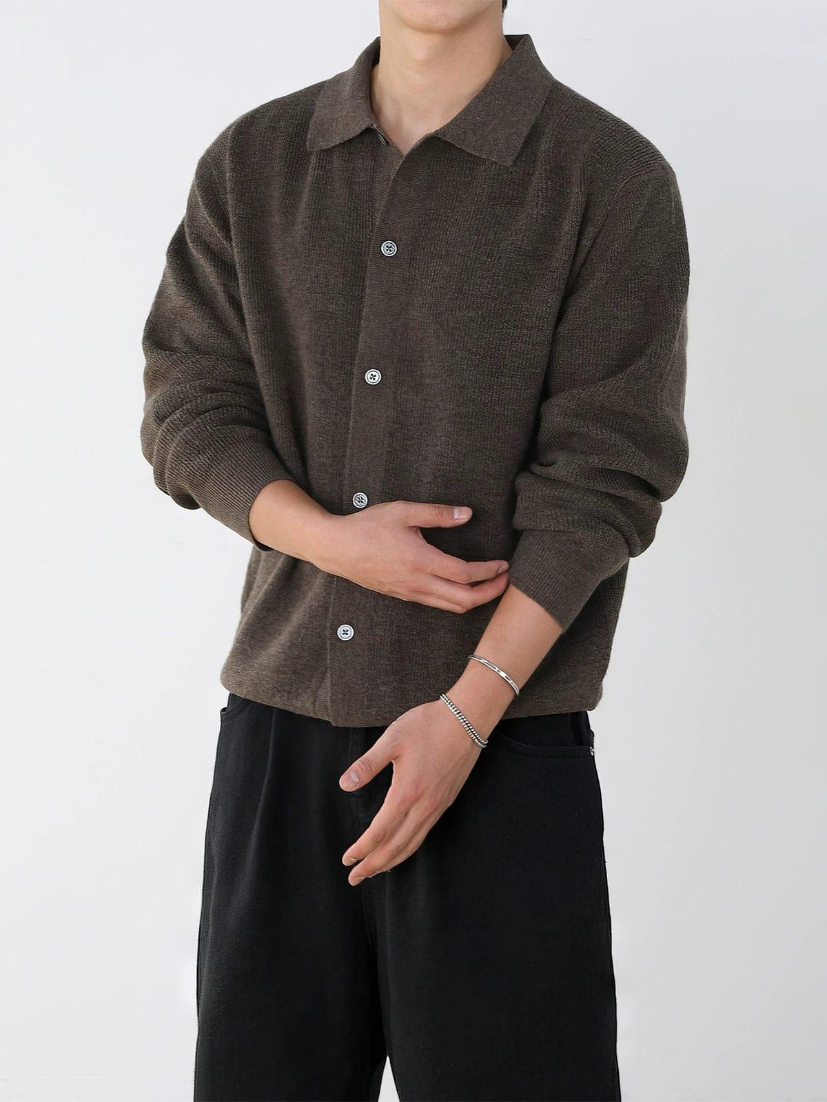 RT No. 11845 KNIT BUTTON-UP COLLAR SWEATER Product Image