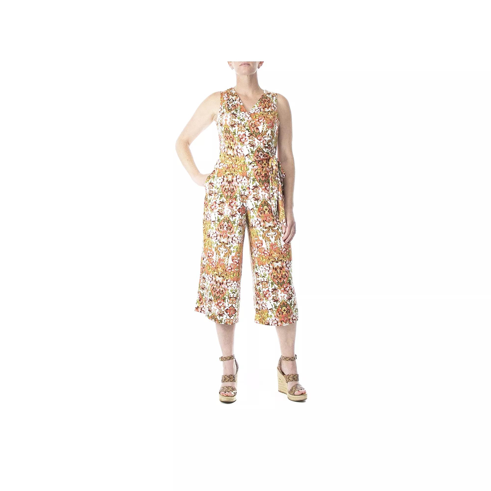 Women's Nina Leonard Print Surplice Wide-Leg Jumpsuit,  Product Image