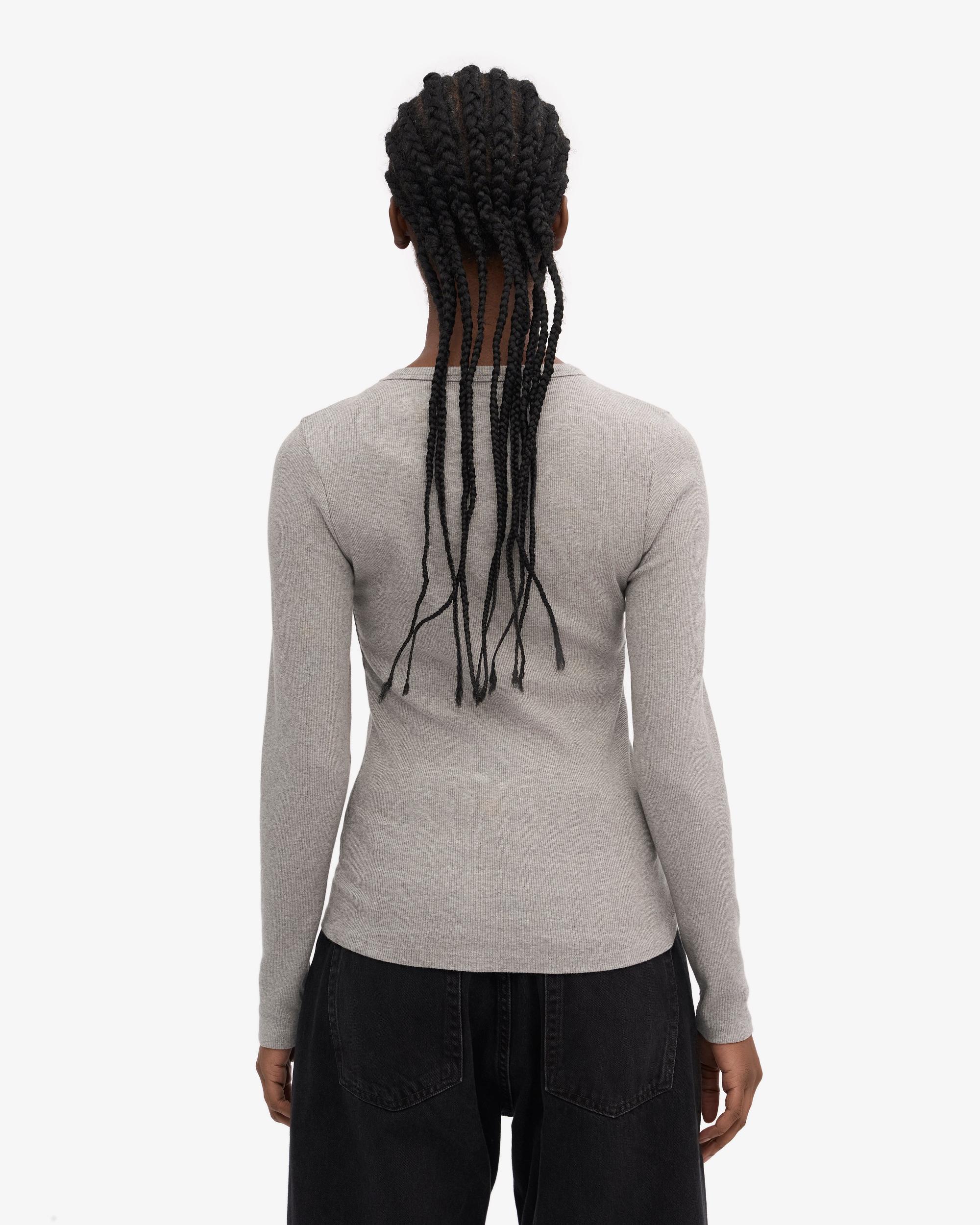 Women Organic Rib LS T-Shirt - Heather Grey Product Image