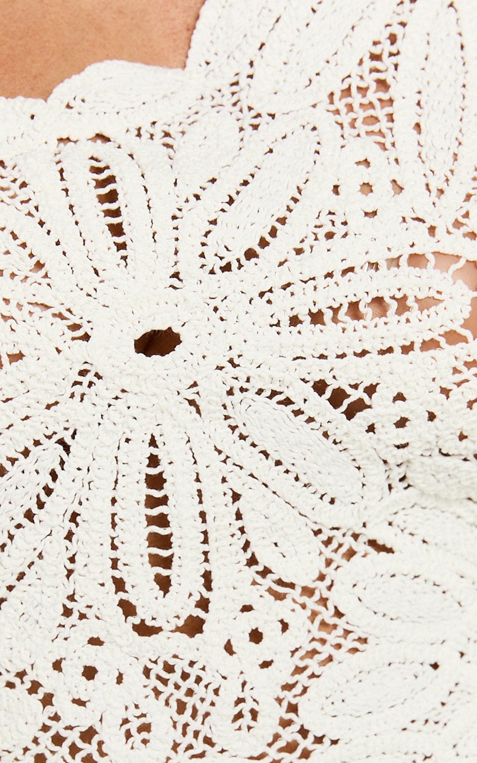 Charlene Top - Crochet One Shoulder Top in White Product Image