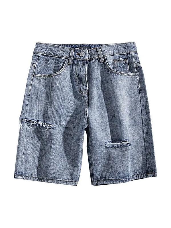 Men's Ripped Denim Shorts Product Image