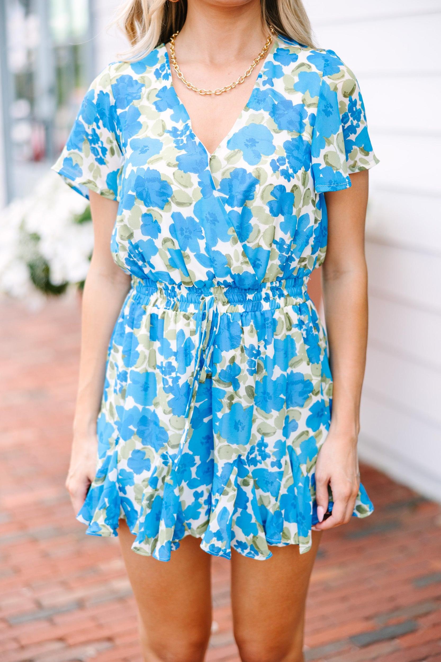 Talk To Me Blue Floral Romper Female Product Image