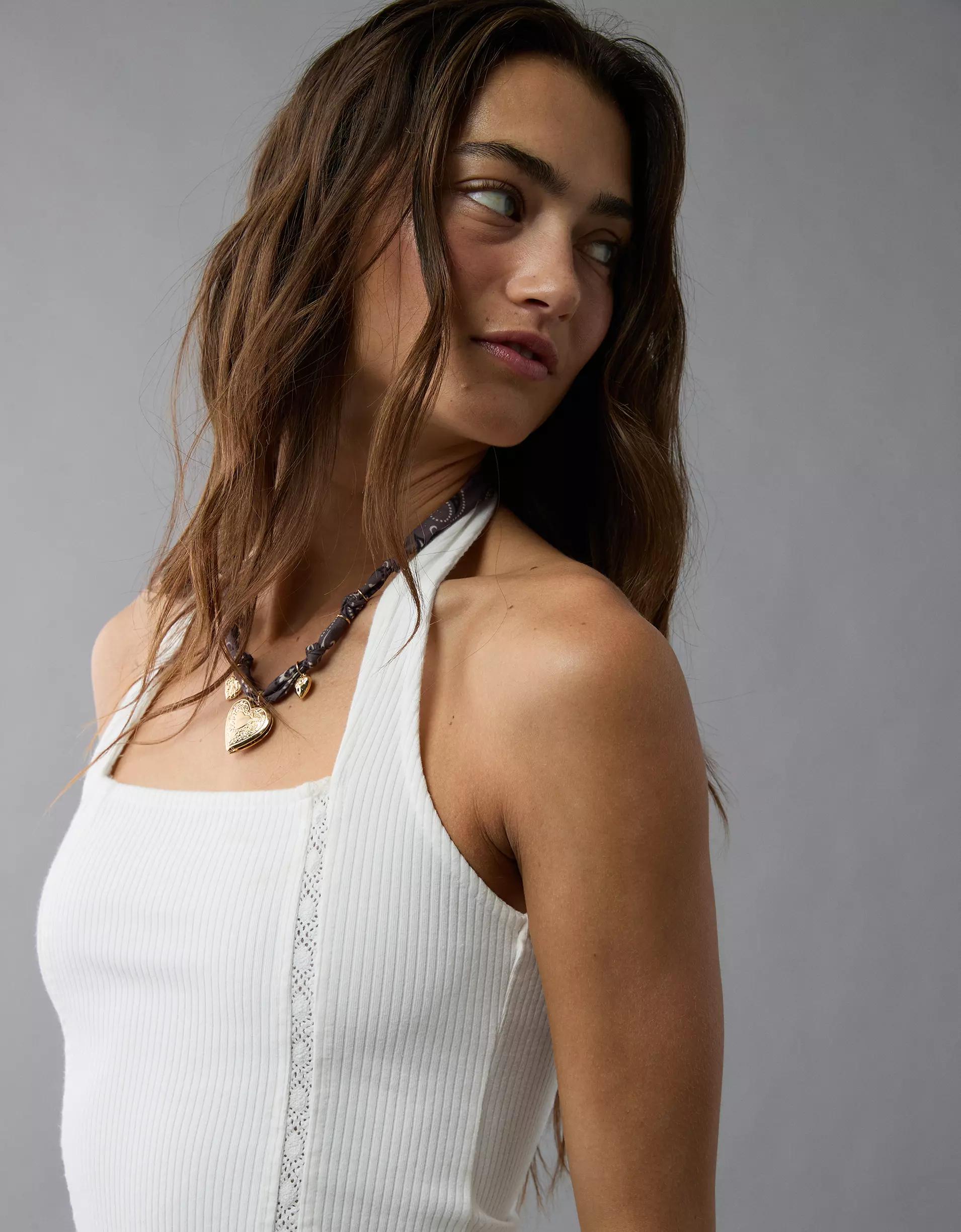 AE Lace Halter Tank Top Product Image