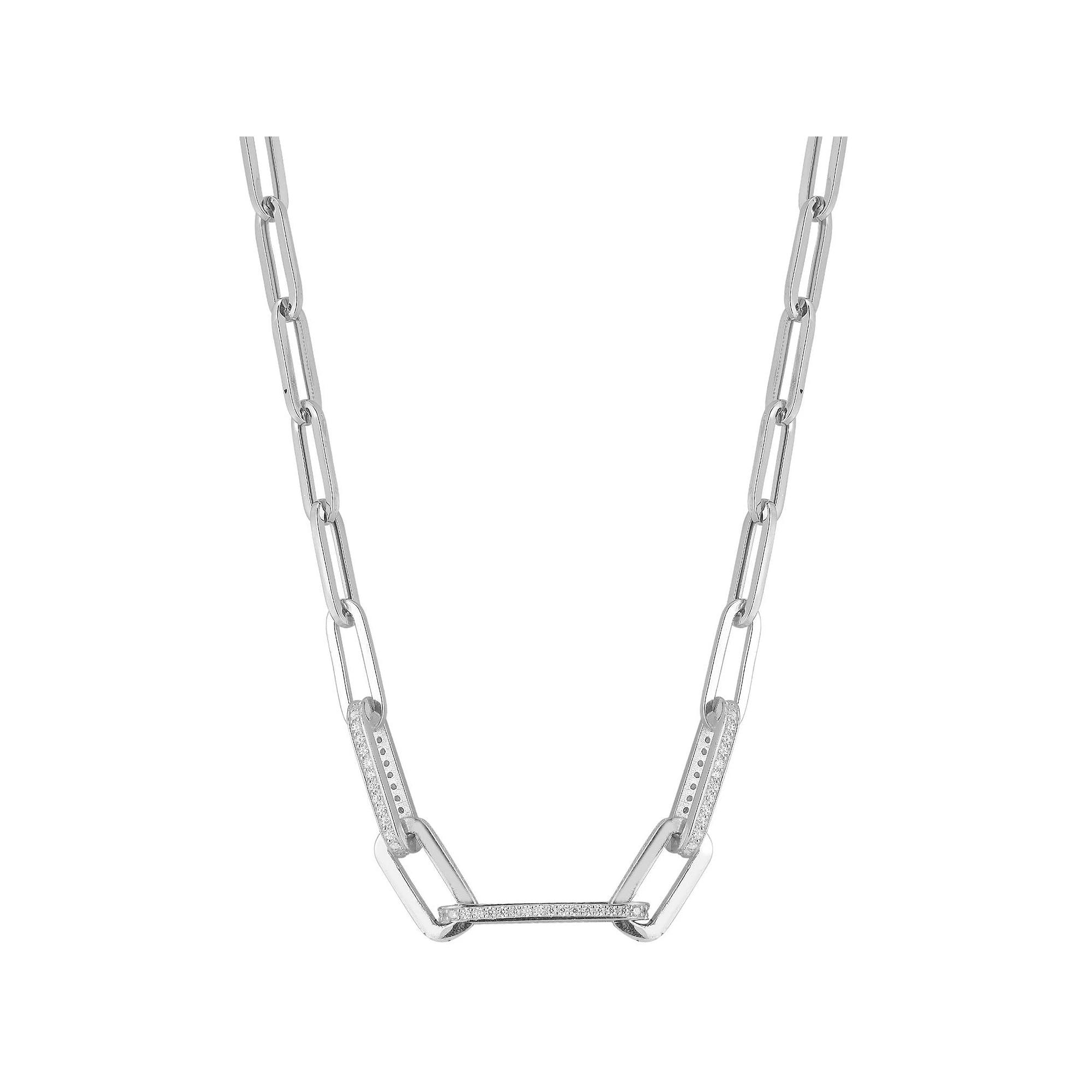 Sunkissed Sterling 14k Gold Over Silver Cubic Zirconia Link Chain Necklace, Women's, Size: 18", Silver Tone Product Image