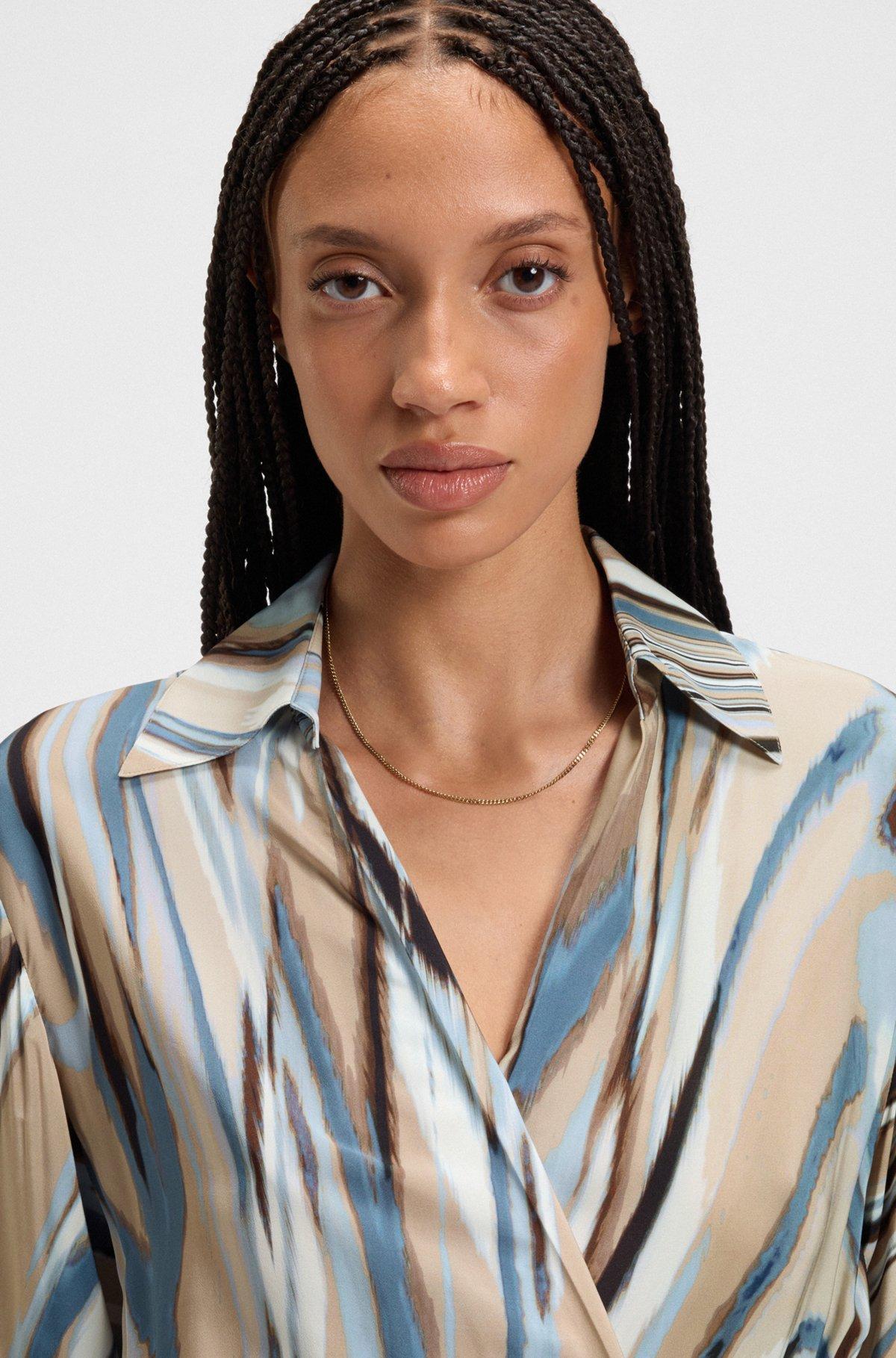 BOSS - Wrap-front dress with swirl print - Patterned Product Image