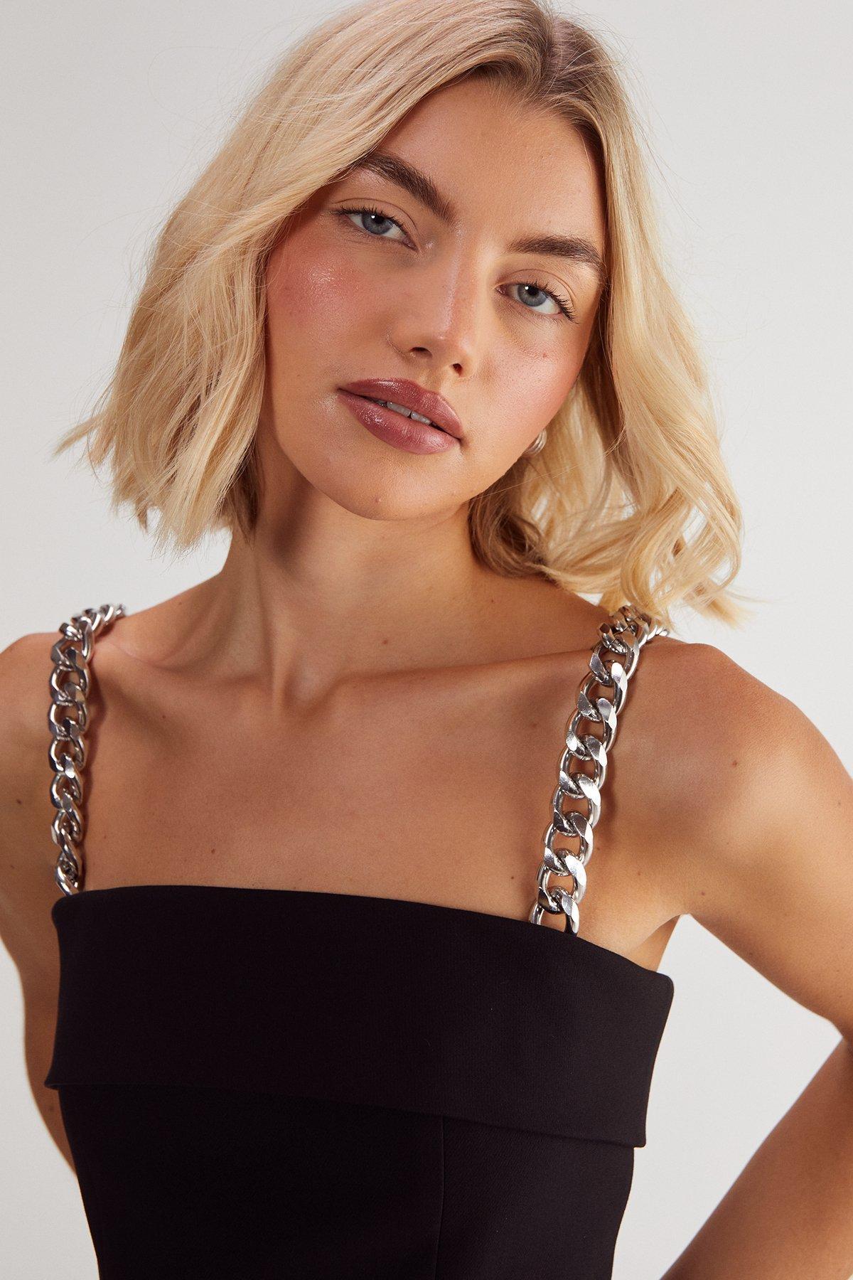 Premium Chain Trim Strap Dress Product Image