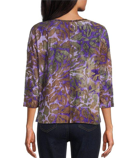 Westbound Notch Collar Printed 3/4 Sleeve Blouse Product Image
