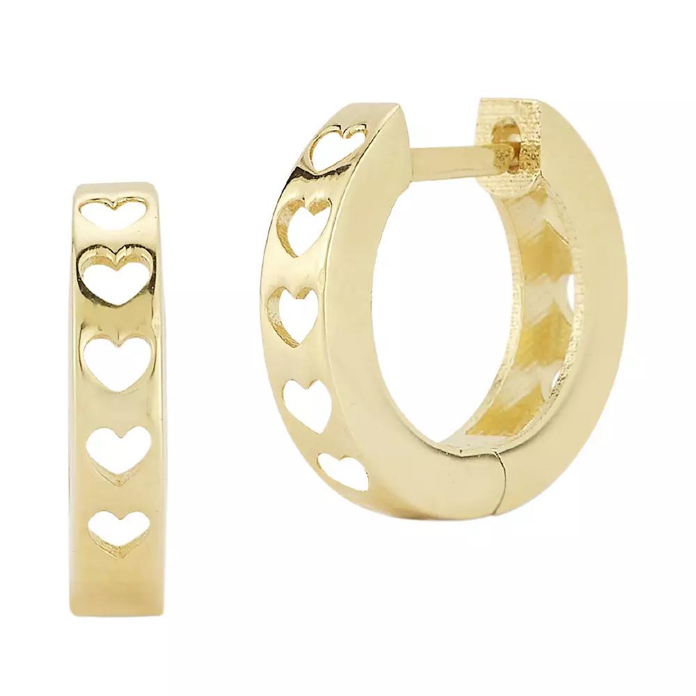 LUMINOR GOLD 14k Gold Heart Hoop Earrings, Women's Product Image