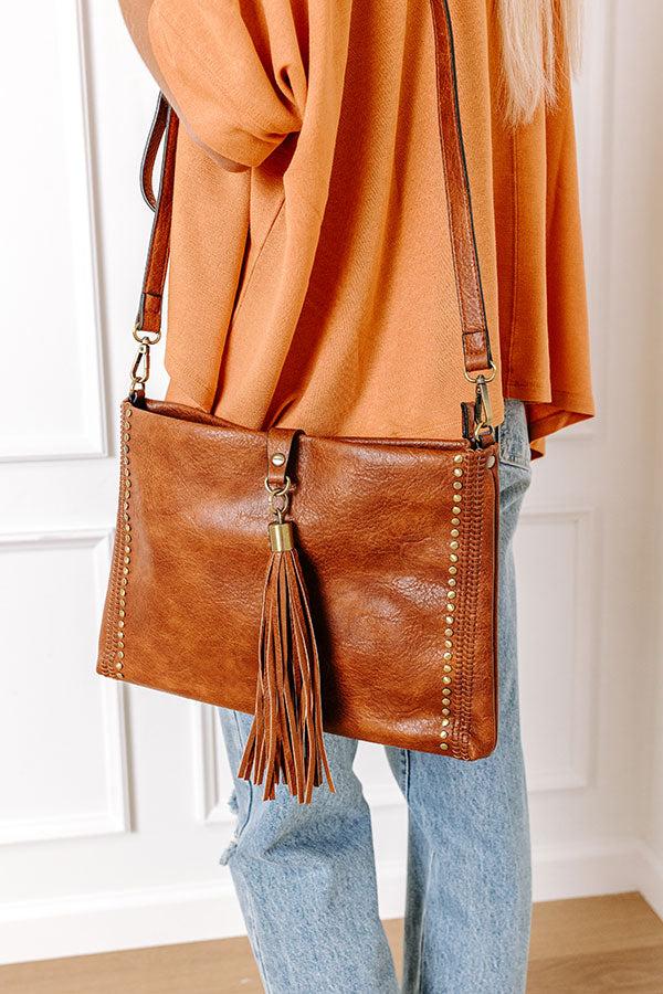 Cityscape Chic Faux Leather Crossbody In Brown Product Image