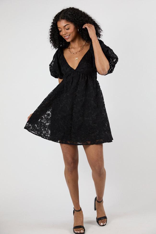 Midnight Muse Black Lace Babydoll Dress SALE Product Image