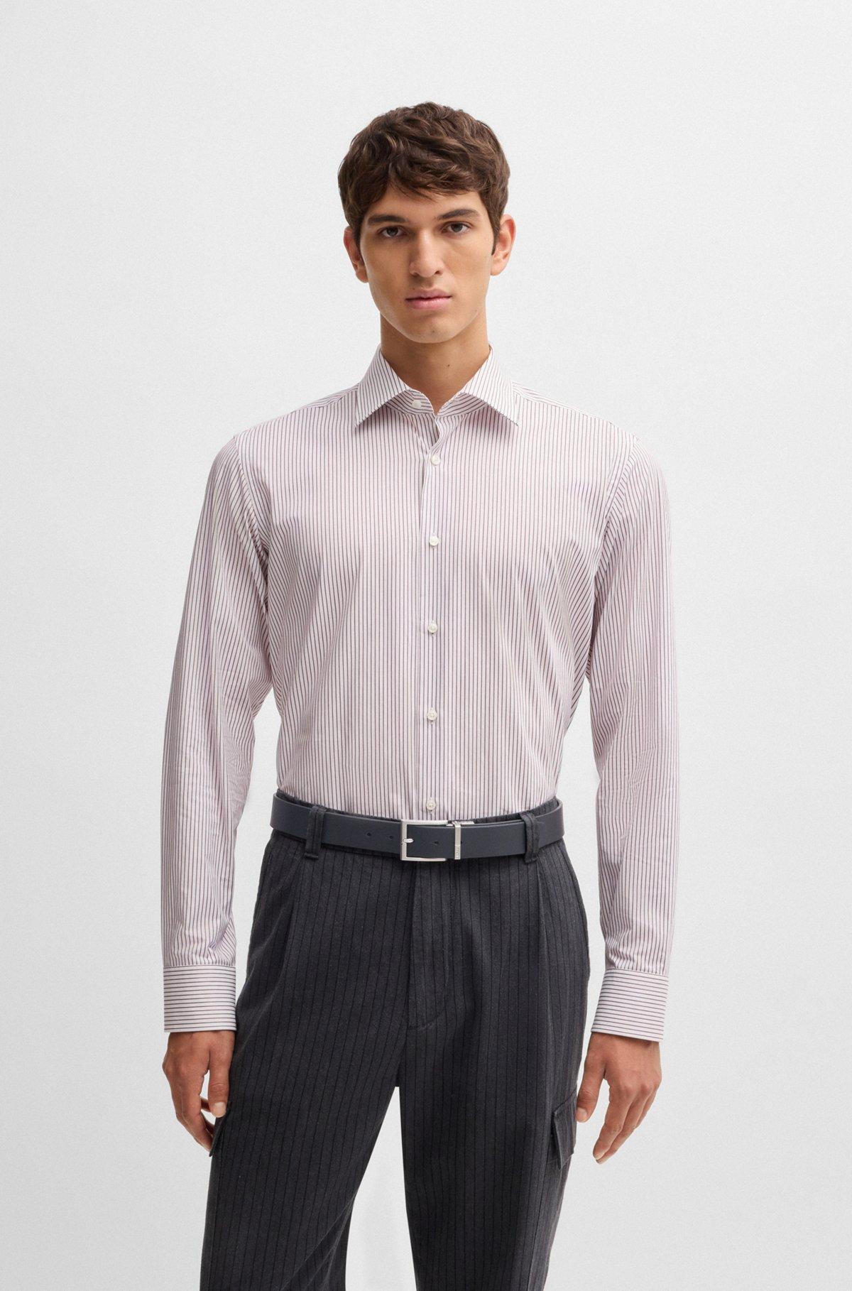 Reversible-leather belt with pin and plaque buckles Product Image