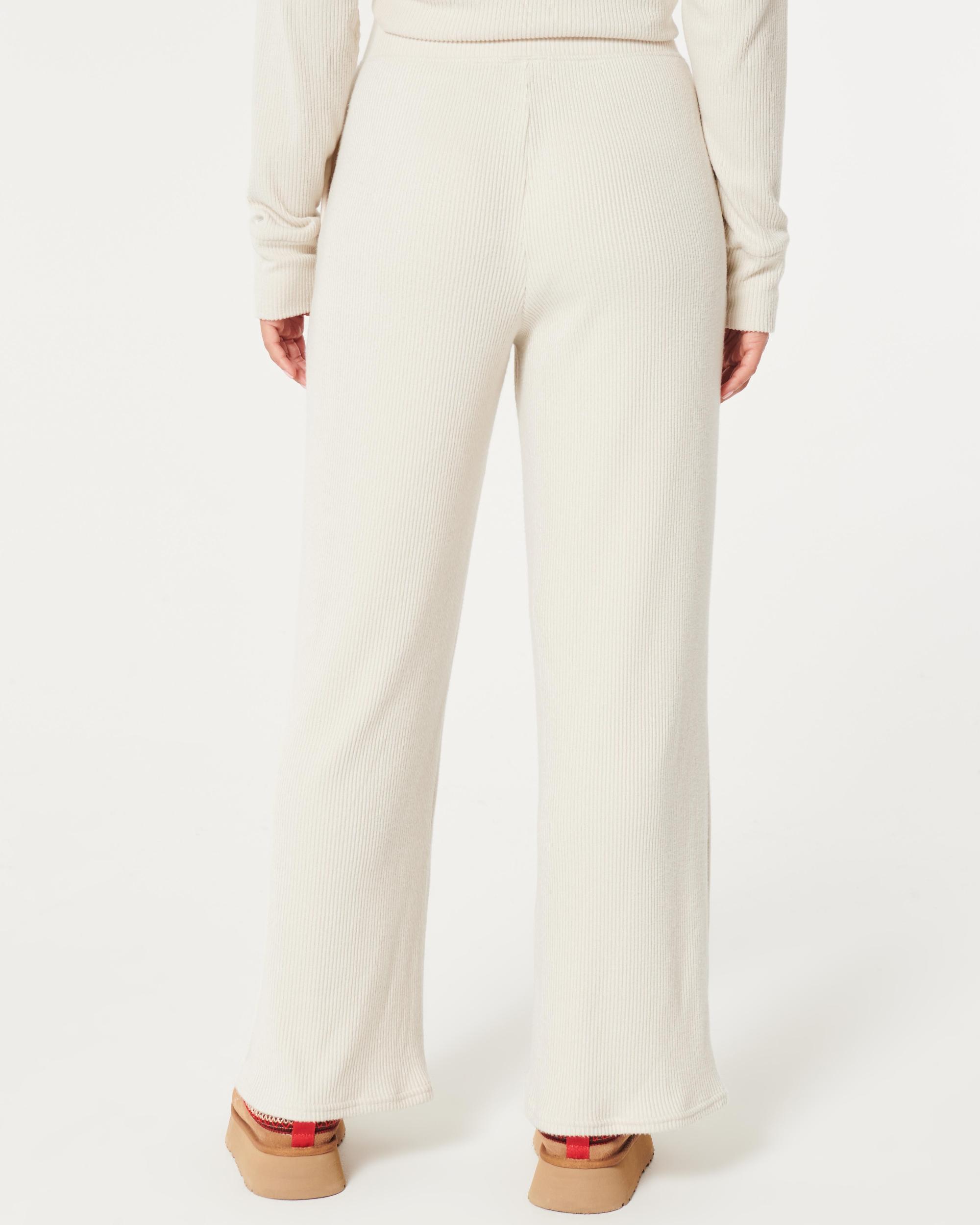 Cozy Ribbed Wide-Leg Pants Product Image
