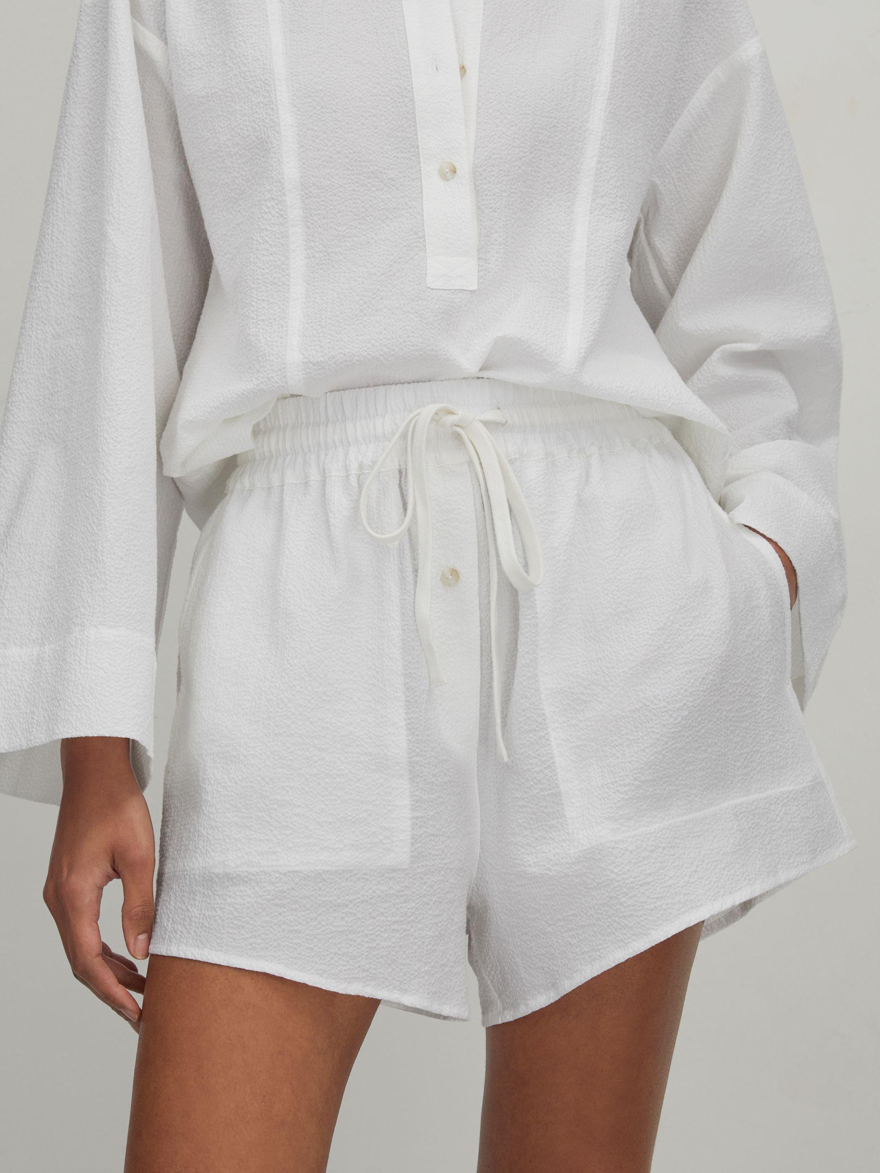 Bondi Born Cotton Blend Drawstring Shorts in White Product Image