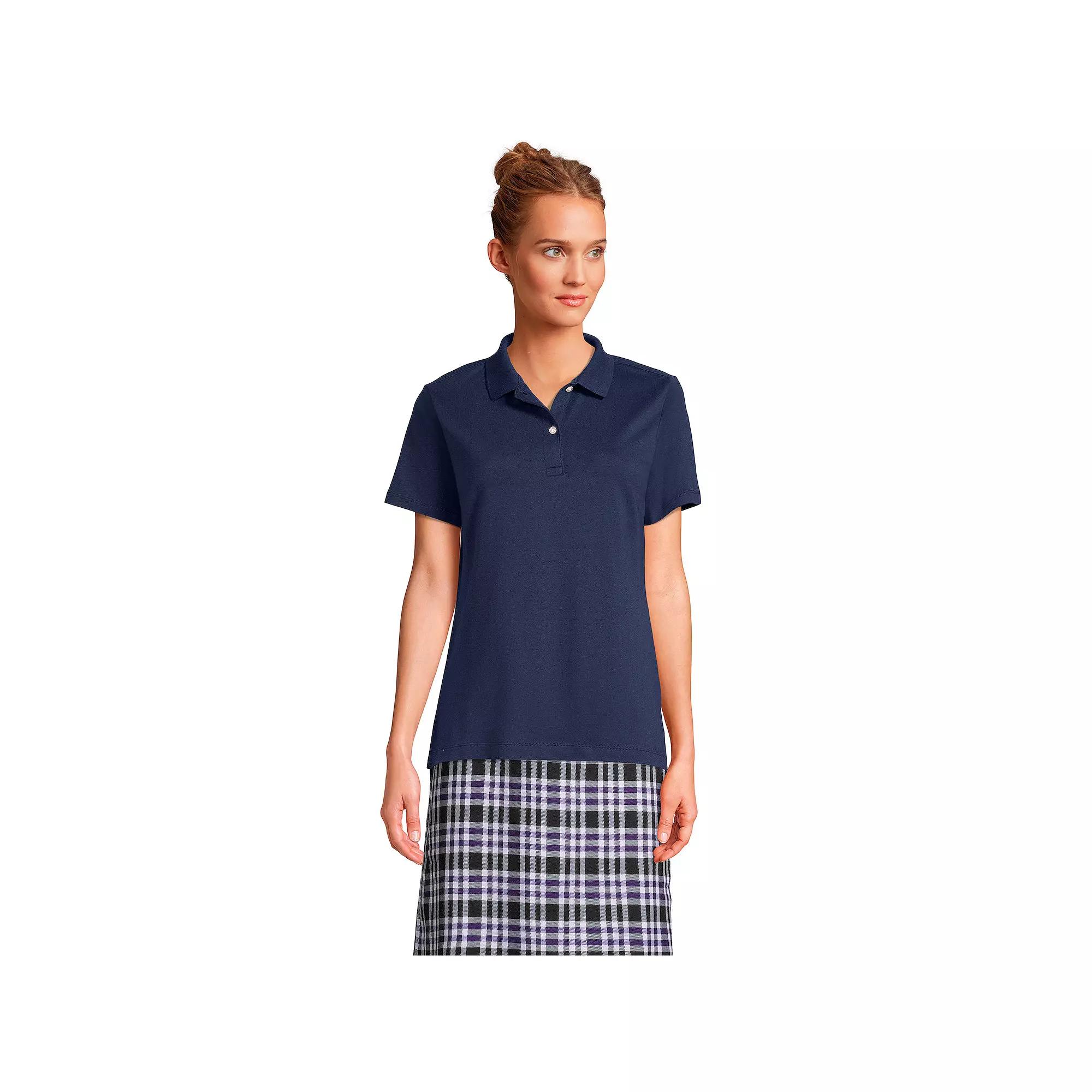 Women's Lands' End School Uniform Short Sleeve Interlock Polo Shirt,  Product Image