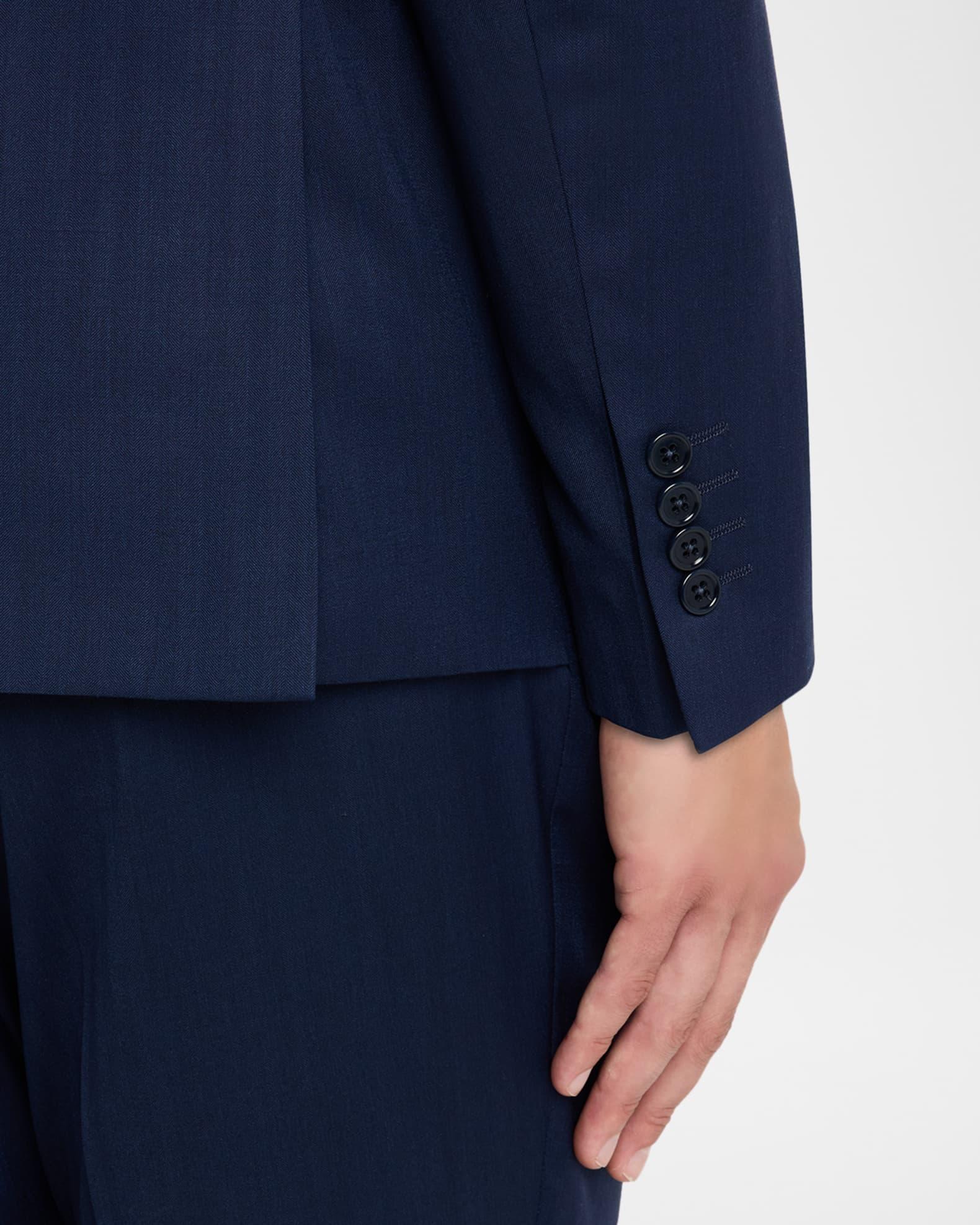 Men's 130s Wool Micro-Herringbone Peak Lapel G Line Suit Product Image