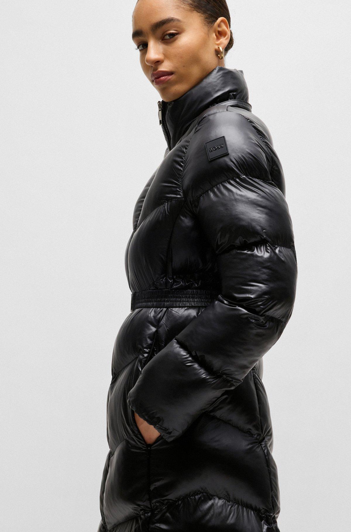 BOSS - Water-repellent puffer jacket with logo belt - Black Product Image