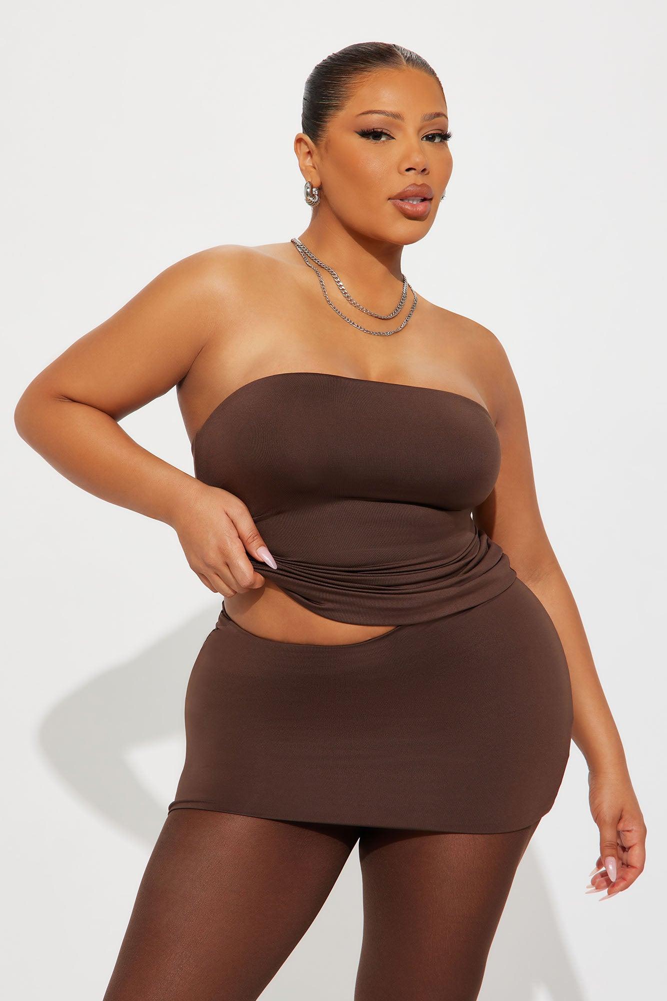 Contour Double Lined Tube Top - Chocolate Female Product Image