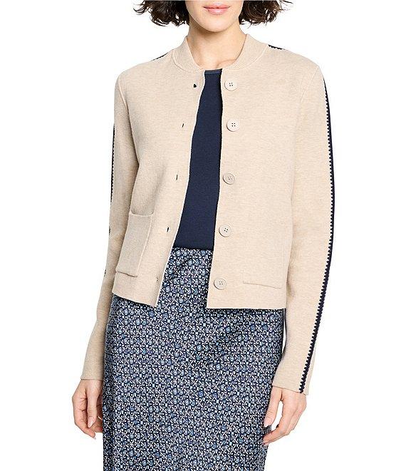 NIC + ZOE Dashing Dusk Knit Crew Neck Long Sleeve Bomber Jacket Product Image