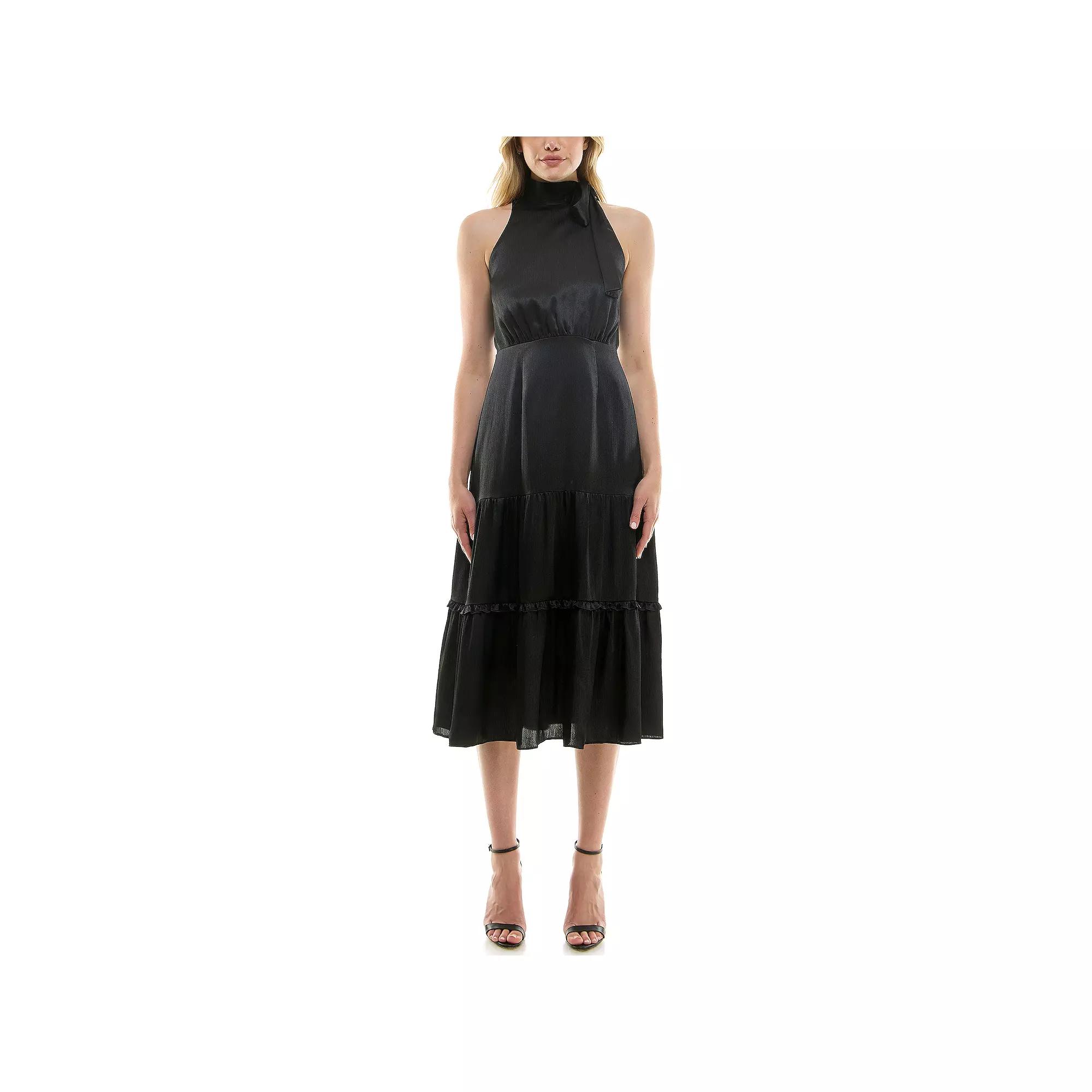 Women's Nicole Miller Tie Neck Halter Dress, Size: 8, Black Product Image