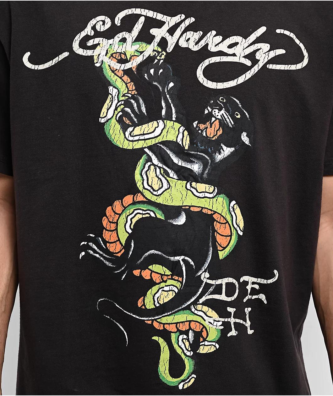 Ed Hardy Panther Snake Vintage Black T-Shirt Product Image