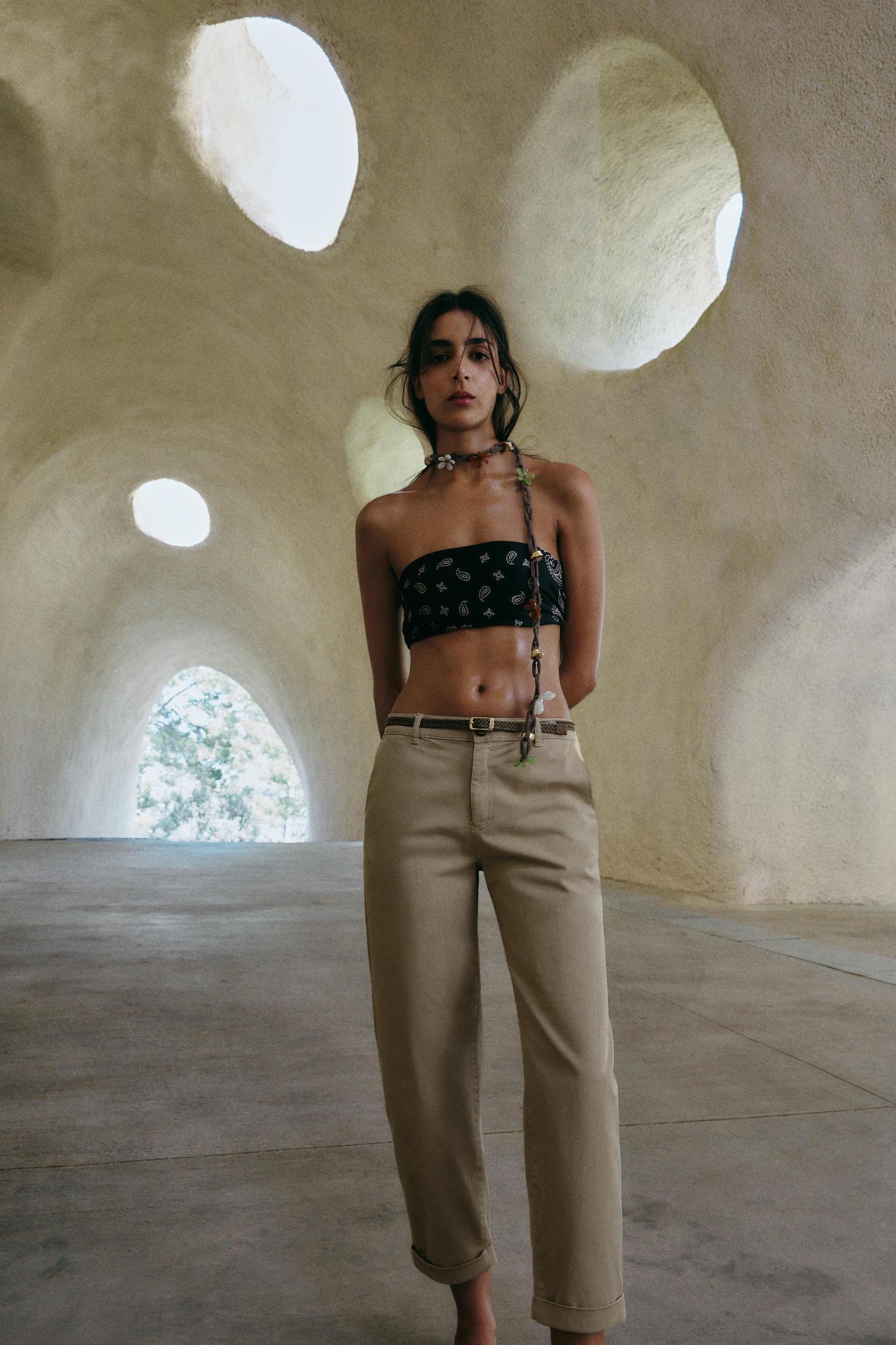 BRAIDED BELTED CHINO PANTS Product Image