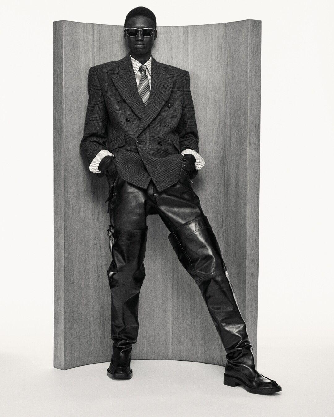 jacket in prince of wales wool Product Image