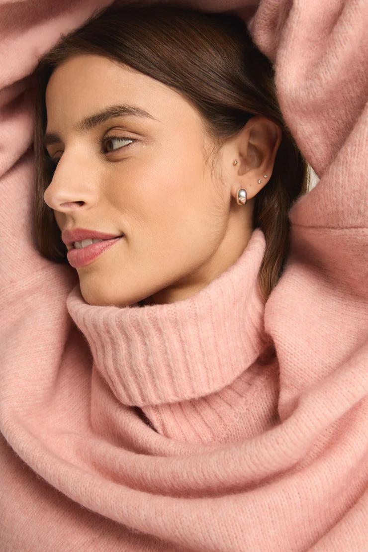 Ursa Turtleneck Sweater- Cashmere Pink Product Image