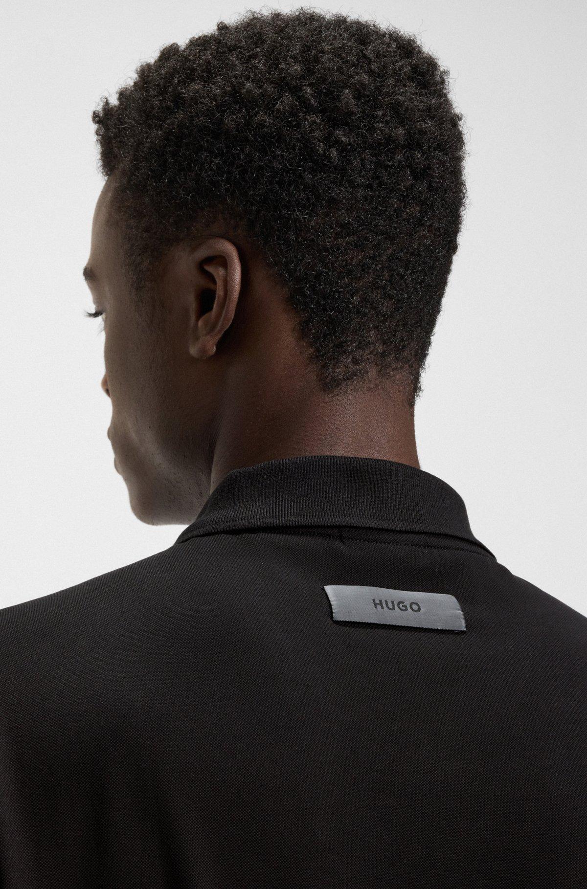 HUGO - Relaxed-fit polo shirt in mercerized stretch-cotton piqué - Black Product Image