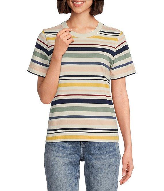 Pendleton Deschutes Stripe Crew Neck Short Sleeves Knit Ribbed Tee Product Image