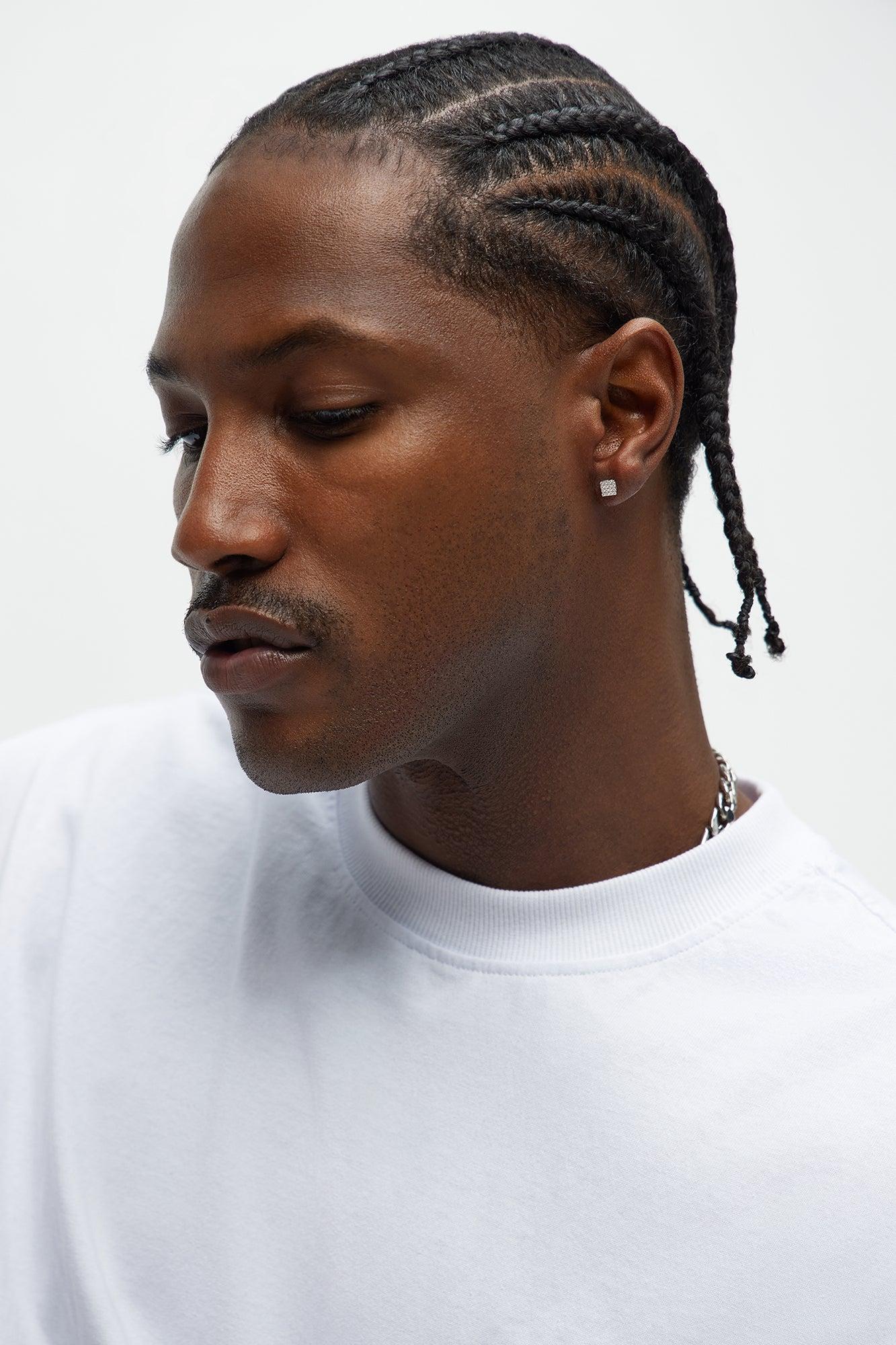 Sterling Silver Moissanite Square Earrings - Silver Product Image